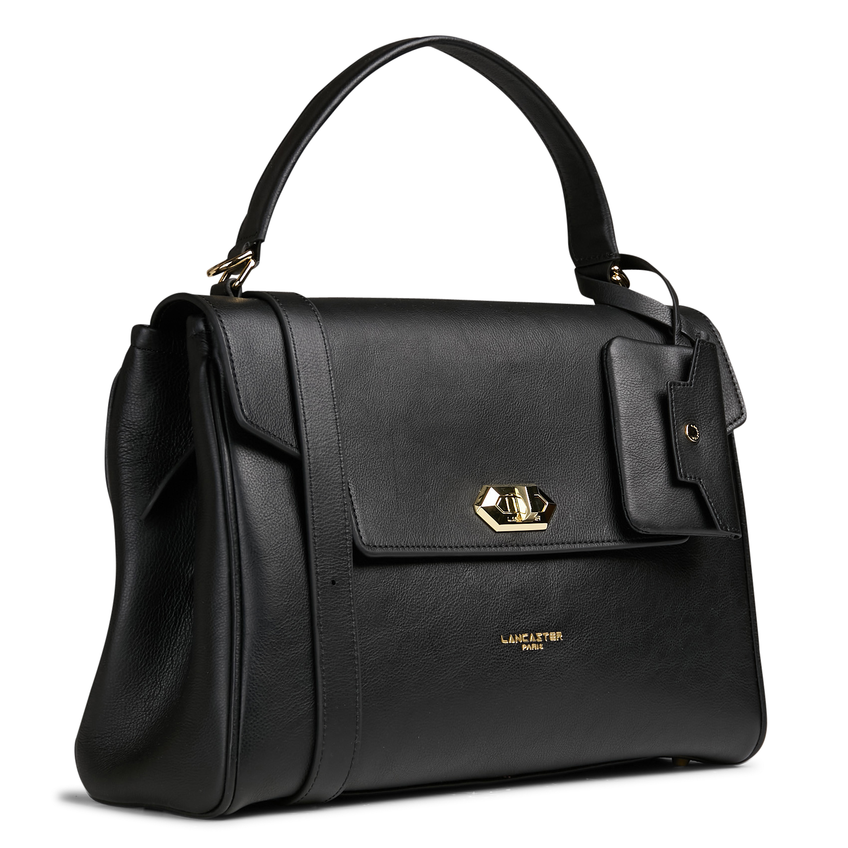 Schoudertas van effen leer LANCASTER PARIS Zwart