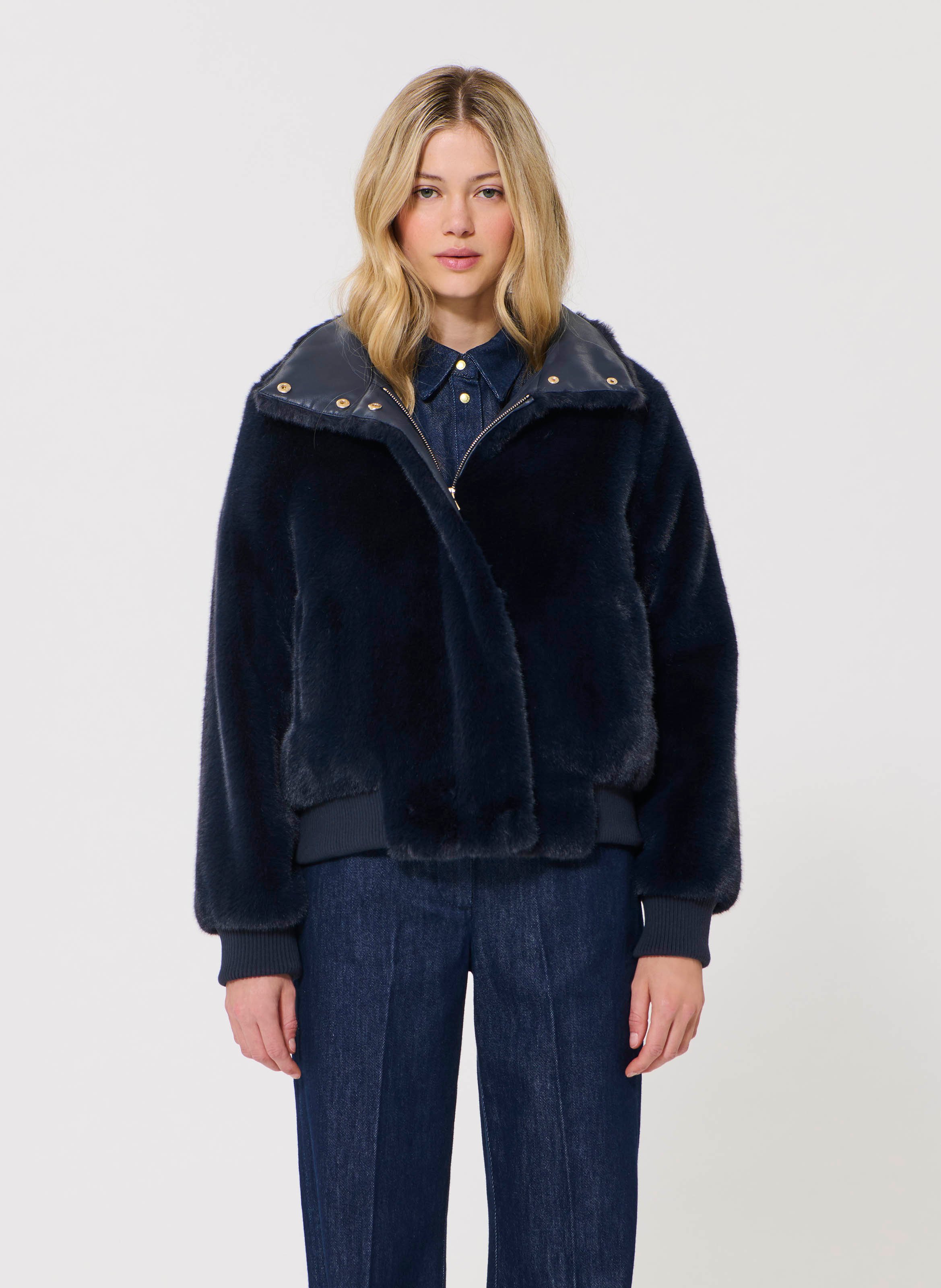 Giacca con collo alto effetto pelliccia TARA JARMON