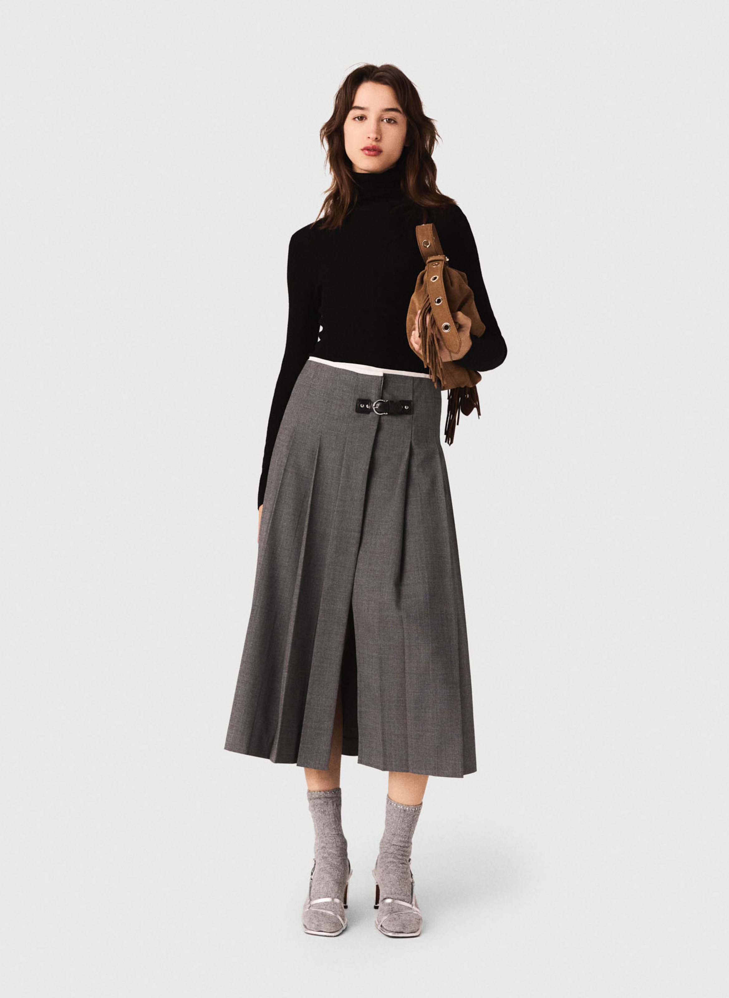 Halflange jurk met plooien en tie-dye-print MAJE Grijs