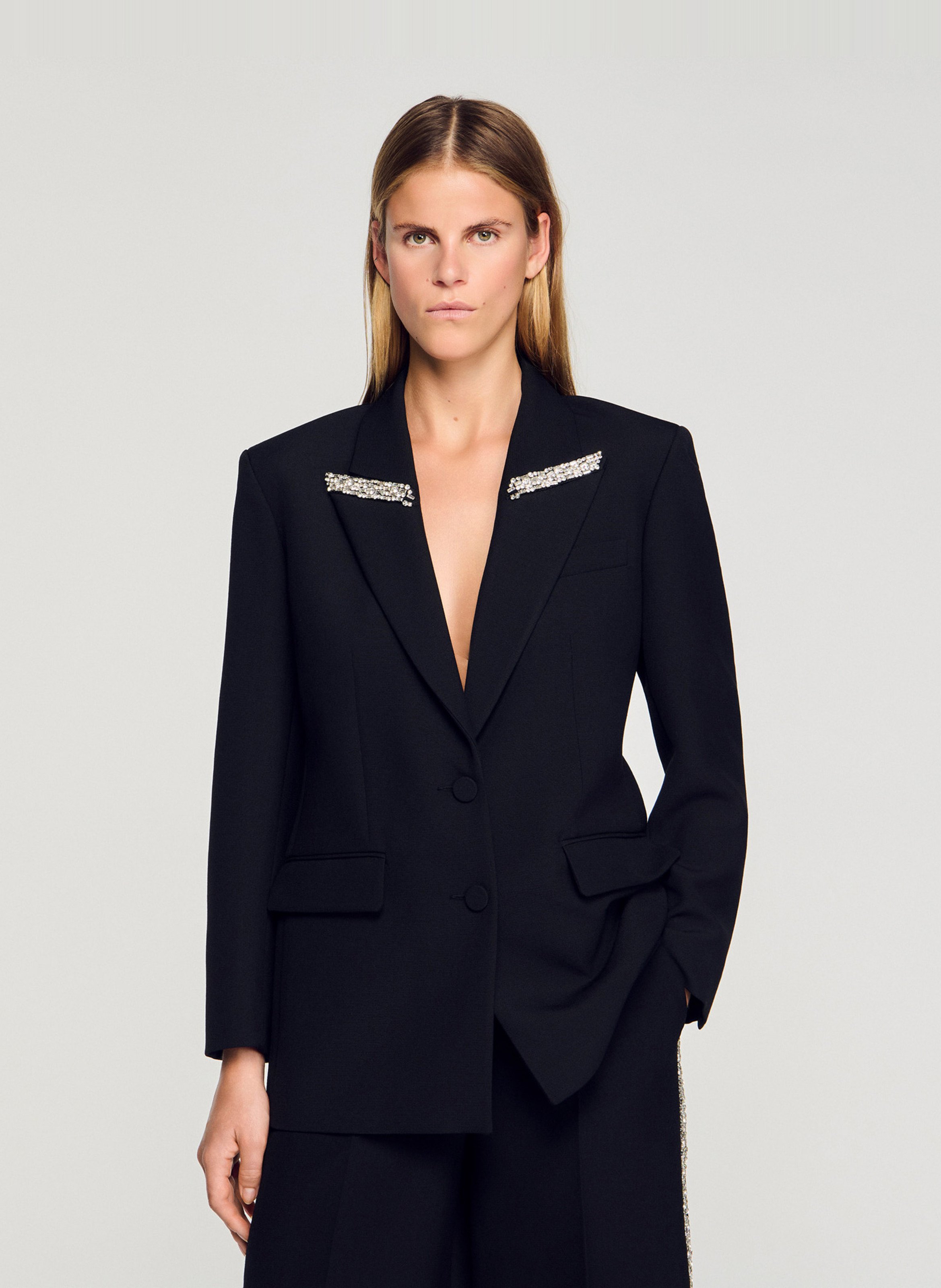 Veste de smoking droite  SANDRO Noir