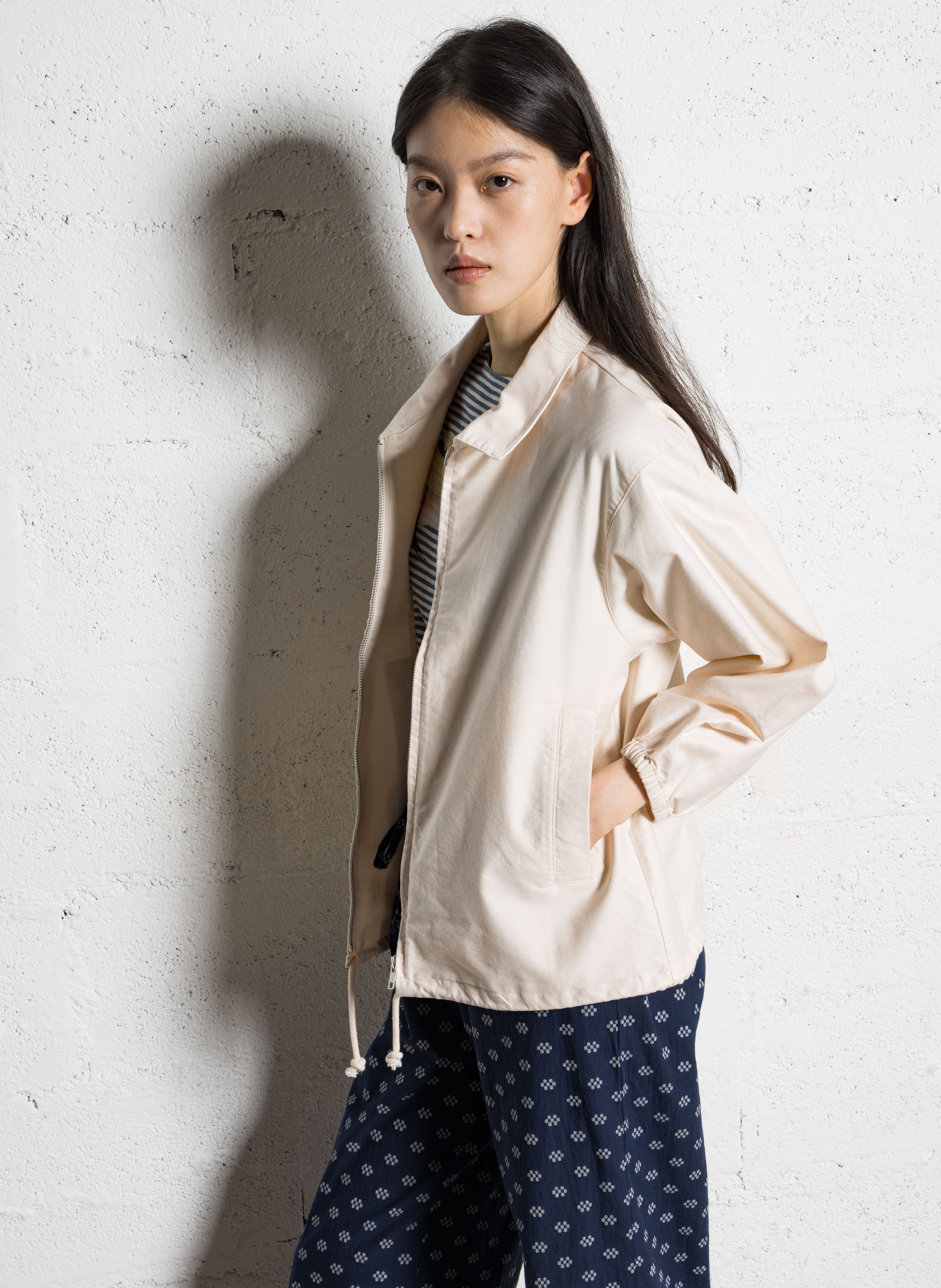 Classic straight collar jacket in mixed cotton NICE THINGS Pink