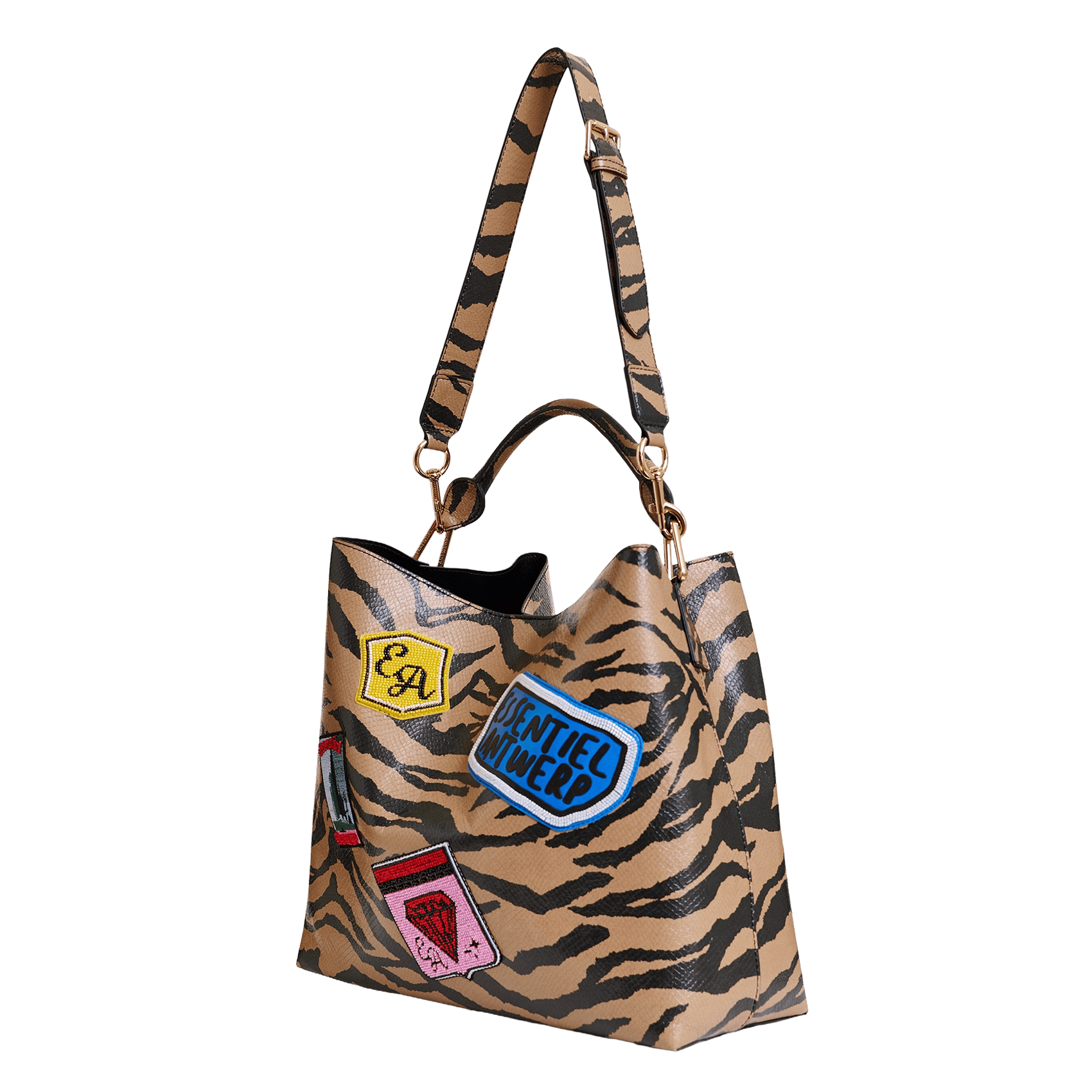Printed tote bag ESSENTIEL ANTWERP Brown