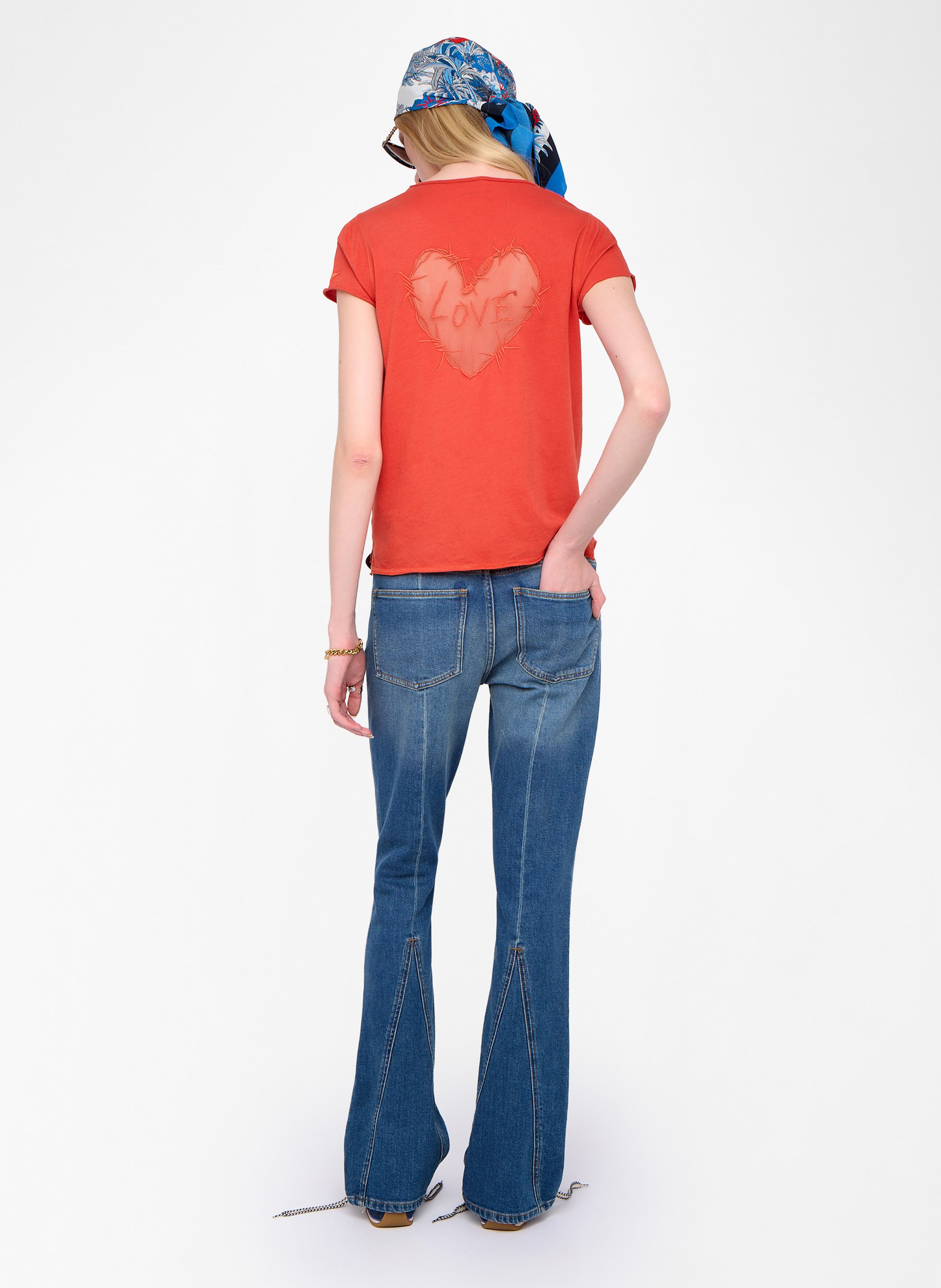 Cotton Henley collar T-shirt ZADIG&VOLTAIRE Orange