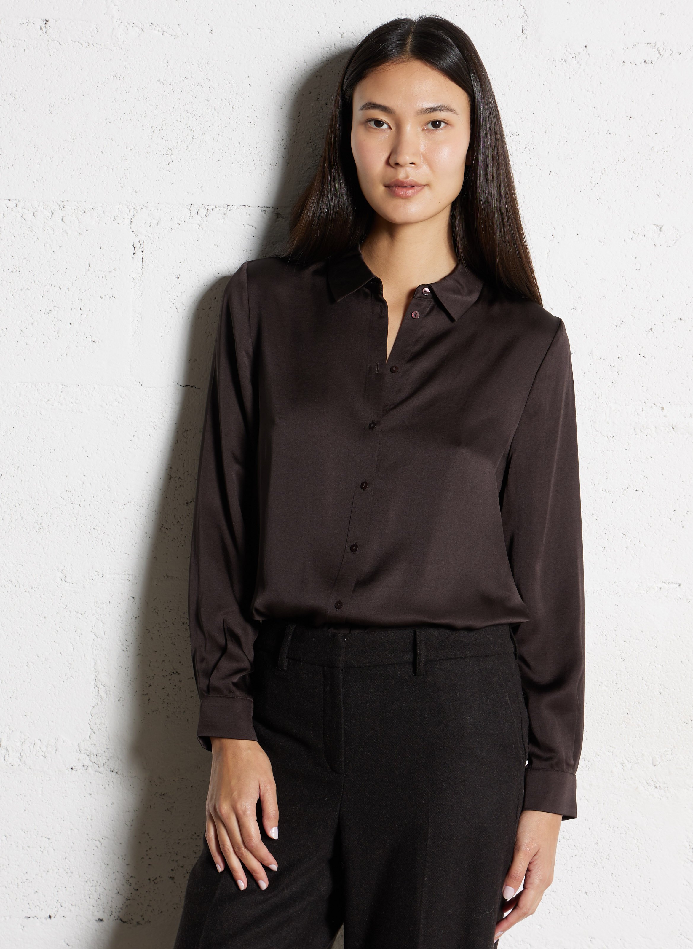 Chemise droite col classique satinée MAISON 123