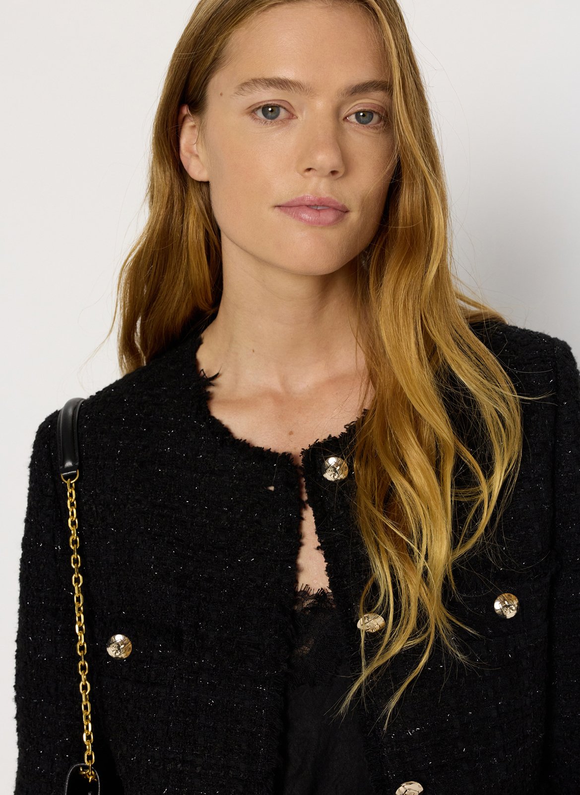 Ronde hals tweed jas GERARD DAREL Zwart