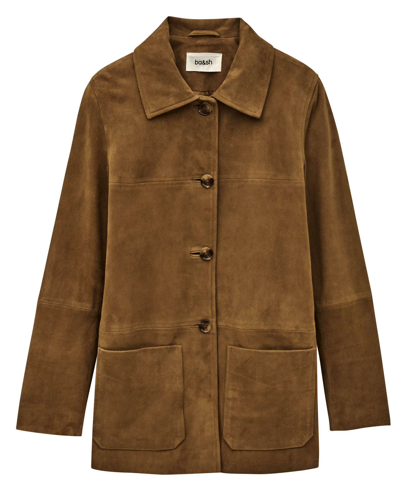 Veste droite col classique en cuir velours BA&SH Marron