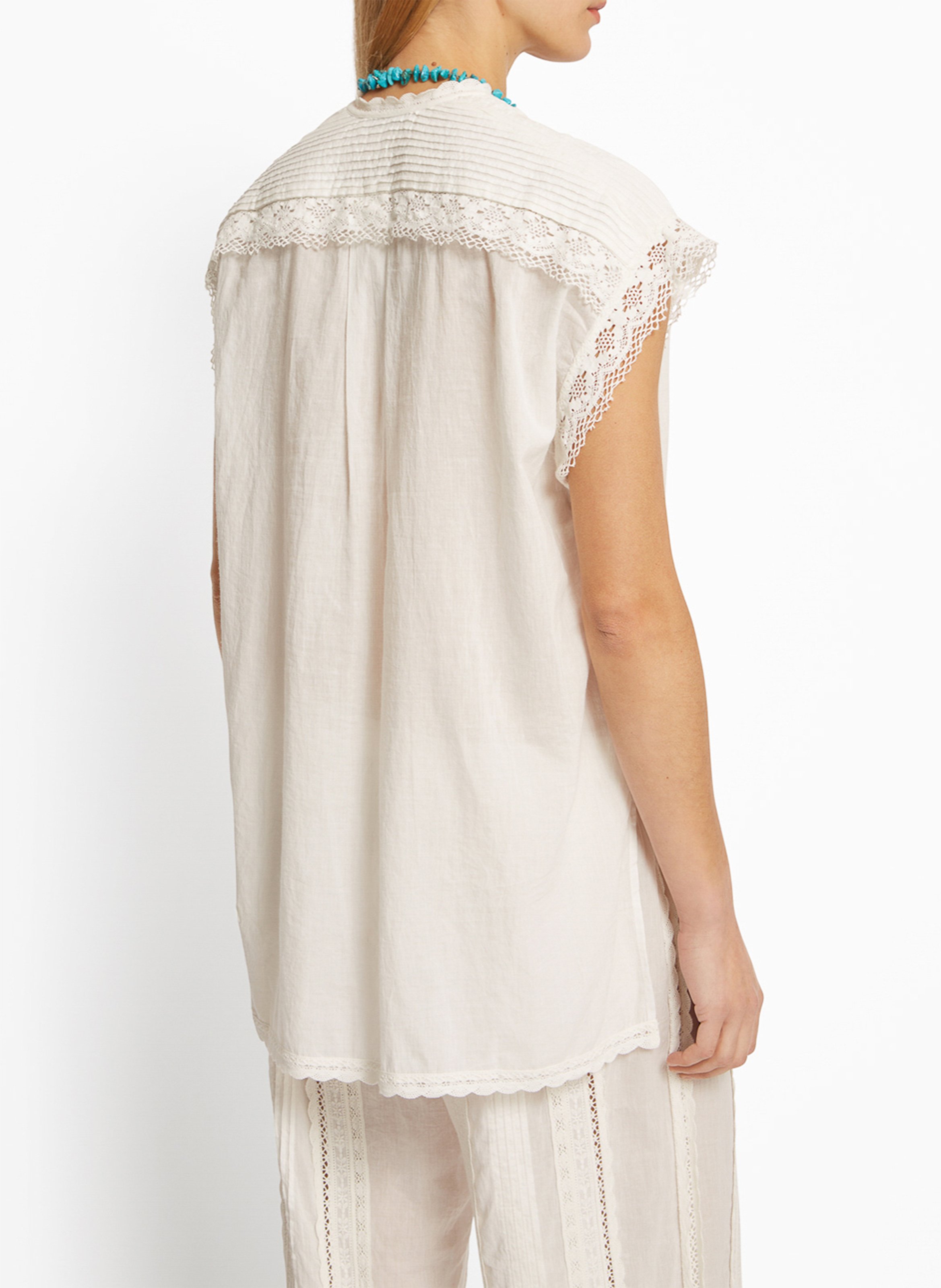 Blouse col rond en coton ROSEANNA Blanc