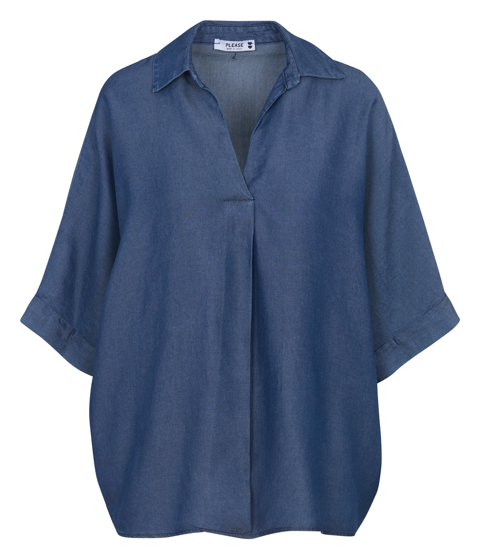 Weite Bluse mit klassischem Kragen PLEASE Blau