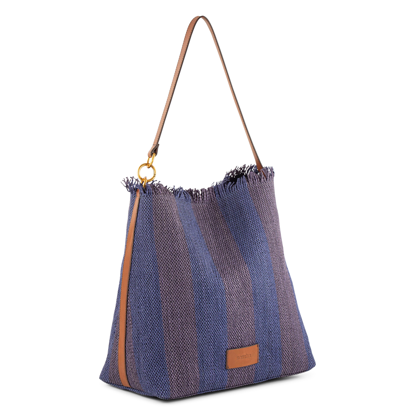 Sac cabas tissé à rayures SESSUN Bleu