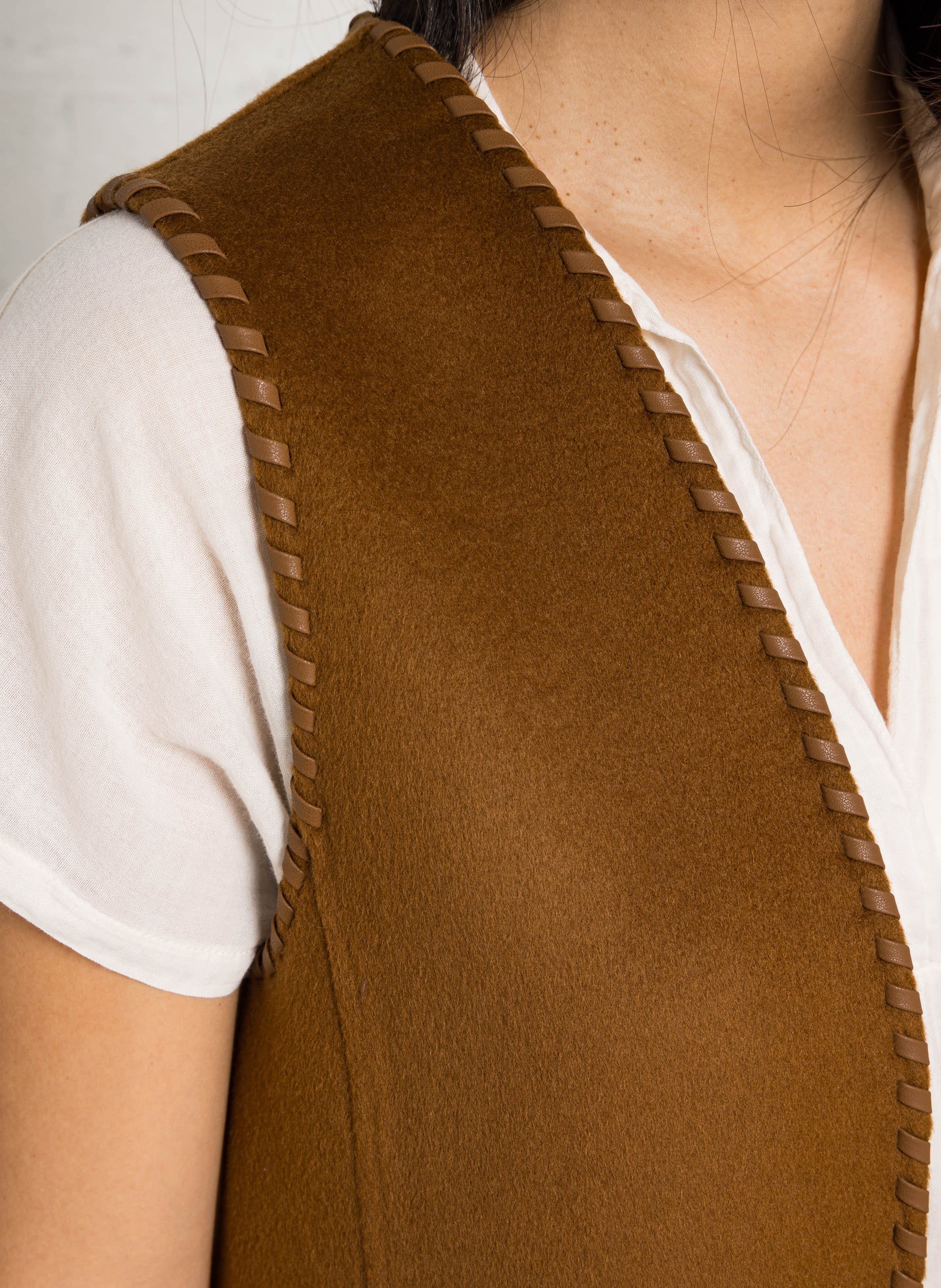 Korte effen wollen mix gilet HARTFORD Bruin