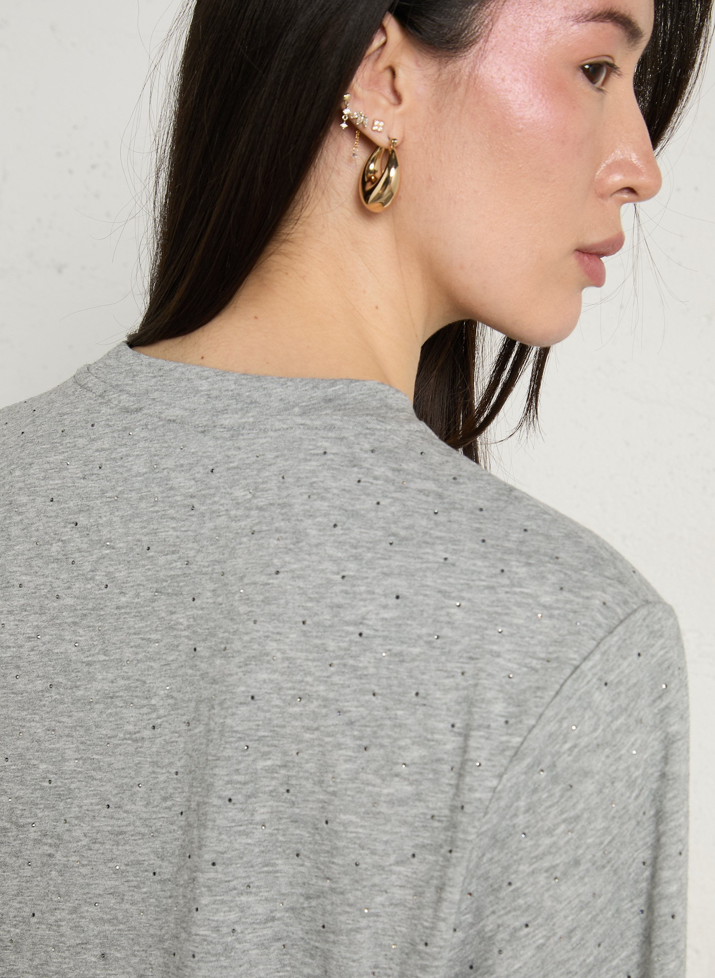 T-shirt met ronde hals en strass BERENICE Grijs