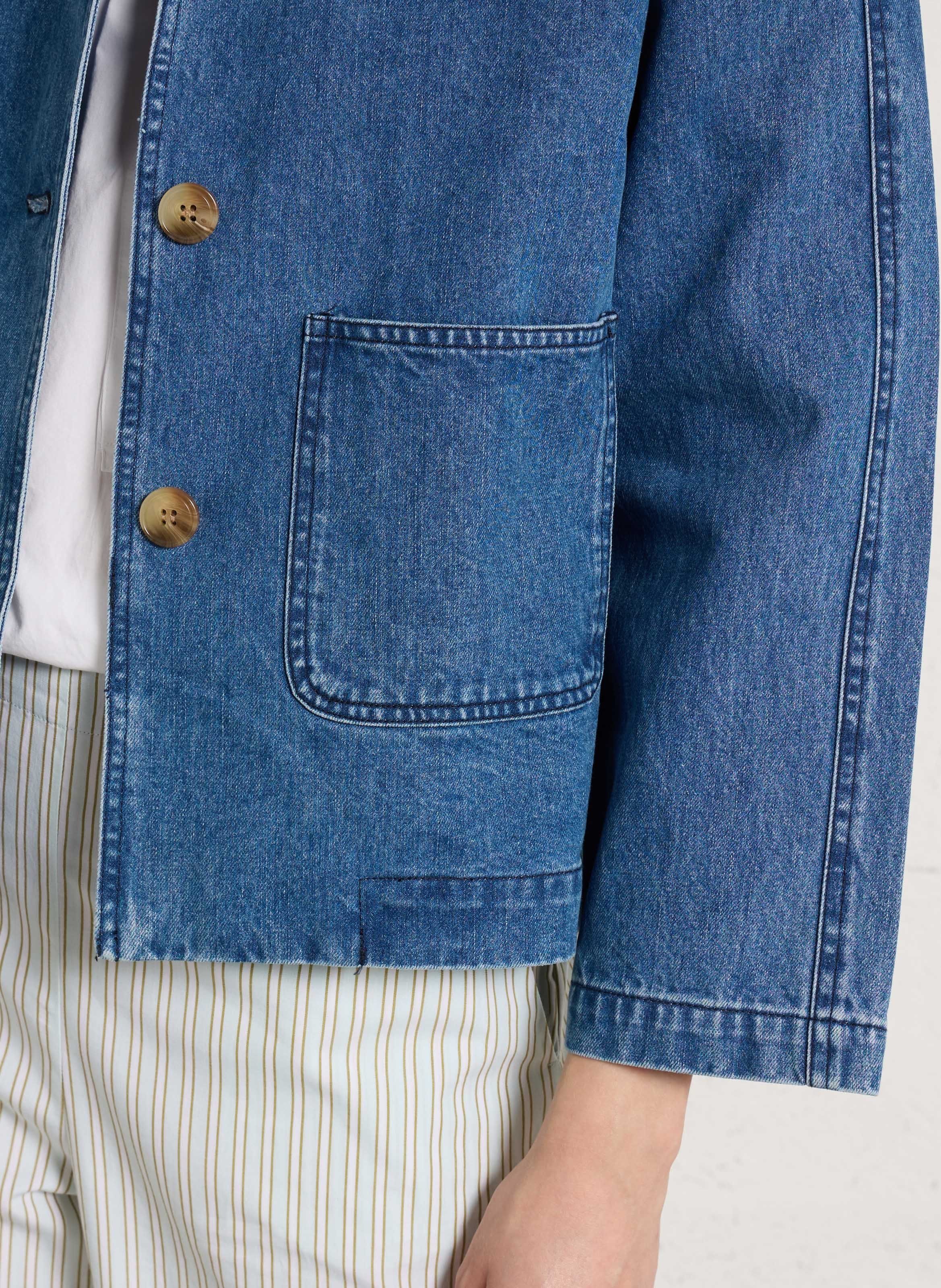 Rechte knoopsluiting spijkerjas BELLA JONES Blauw