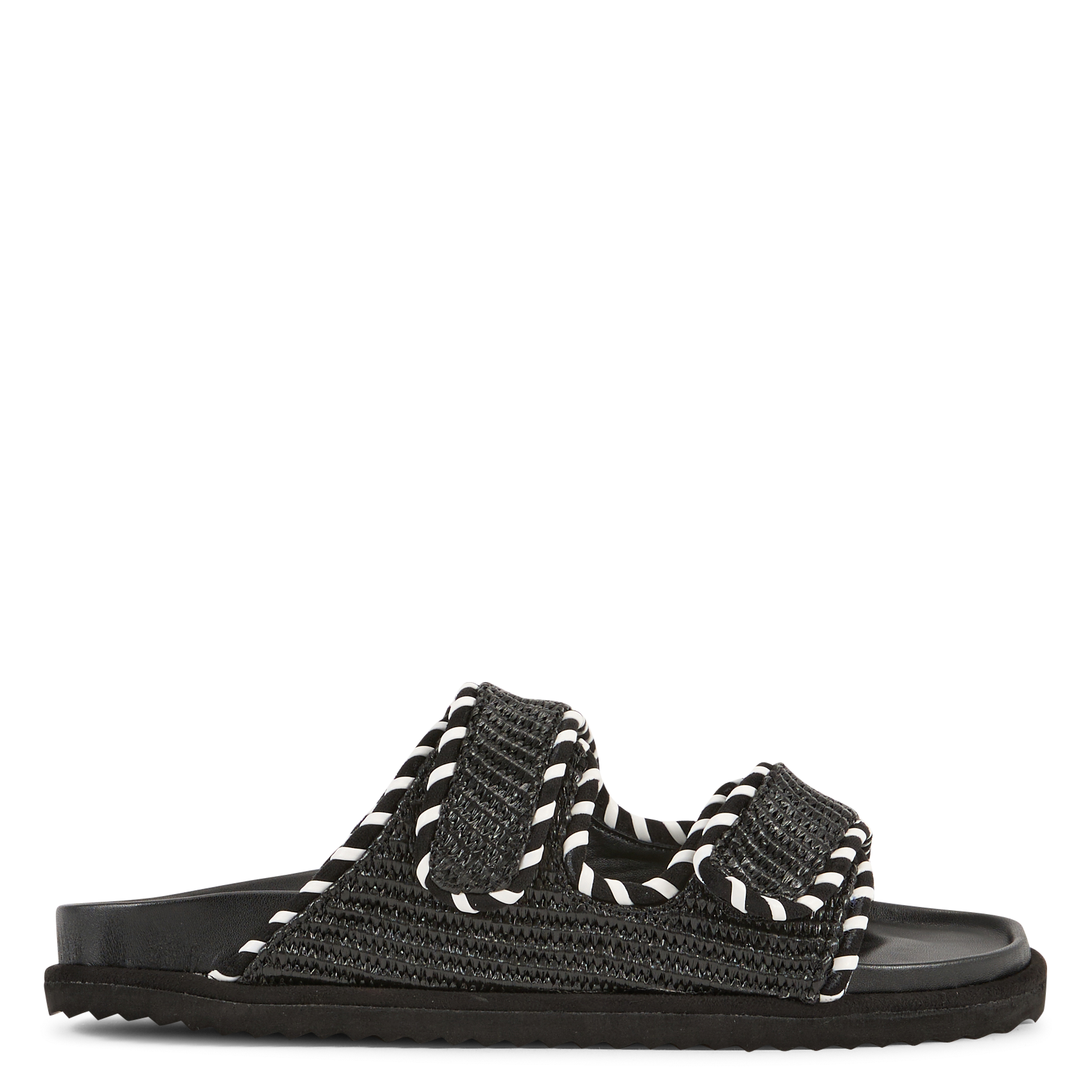 Flache Stroh-Sandalen COLORS OF CALIFORNIA Schwarz