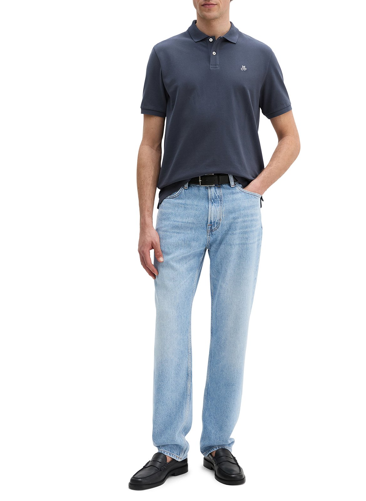 Straight cotton polo shirt MARC O'POLO Blue