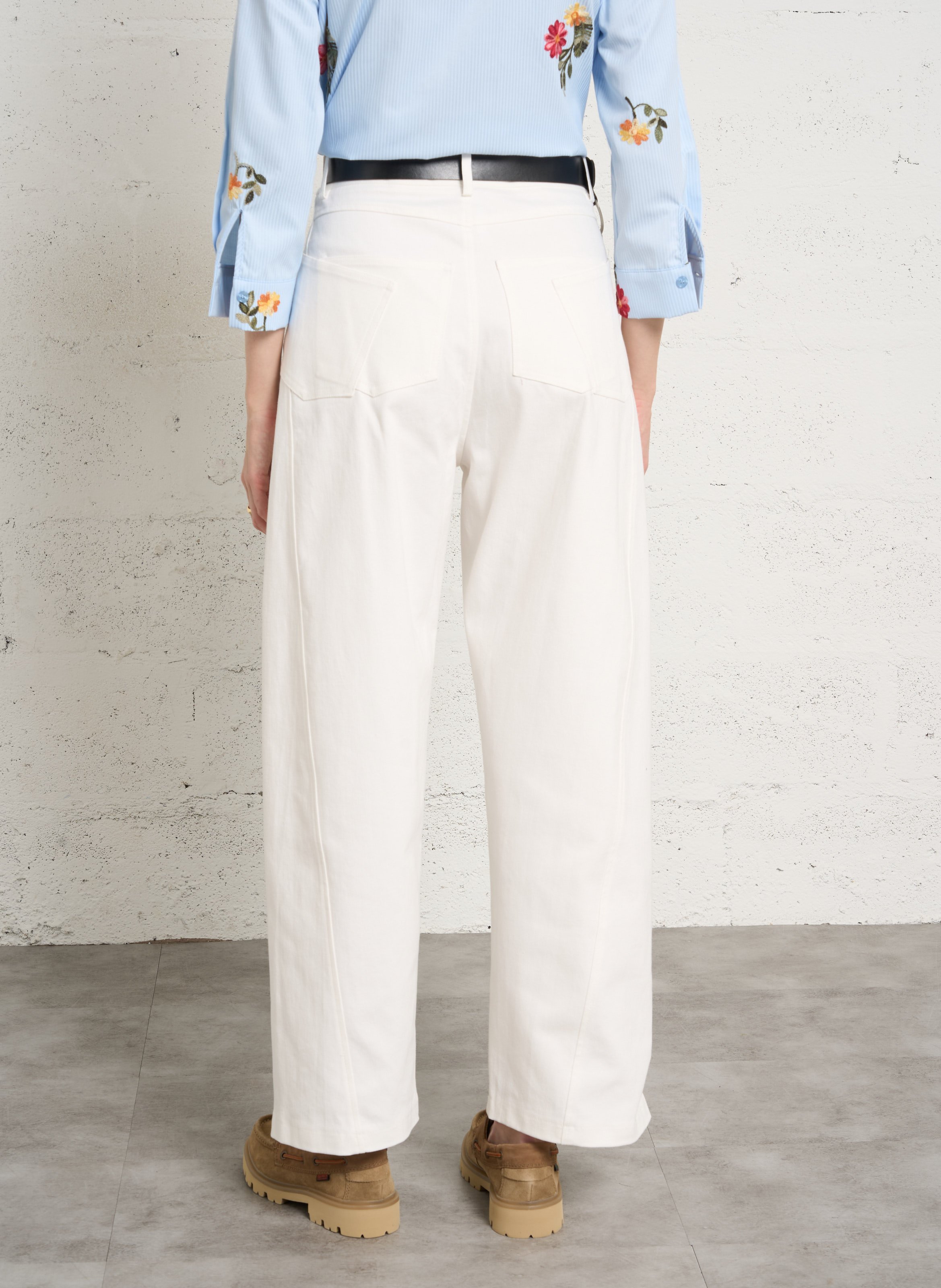 Pantalon large en coton mélangé IMPERIAL Beige