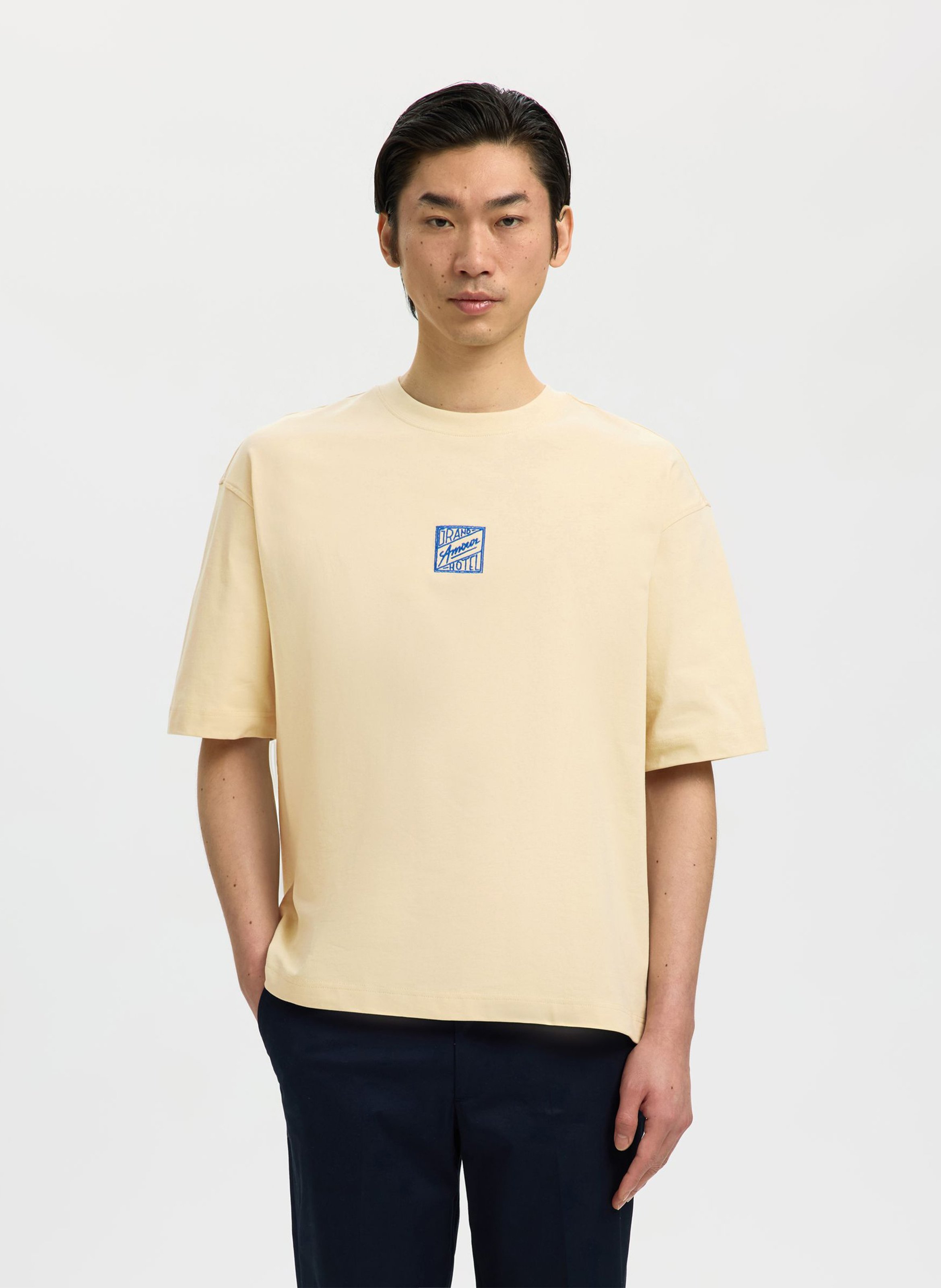 Tee-shirt ciol rond en coton bio SELECTED Beige