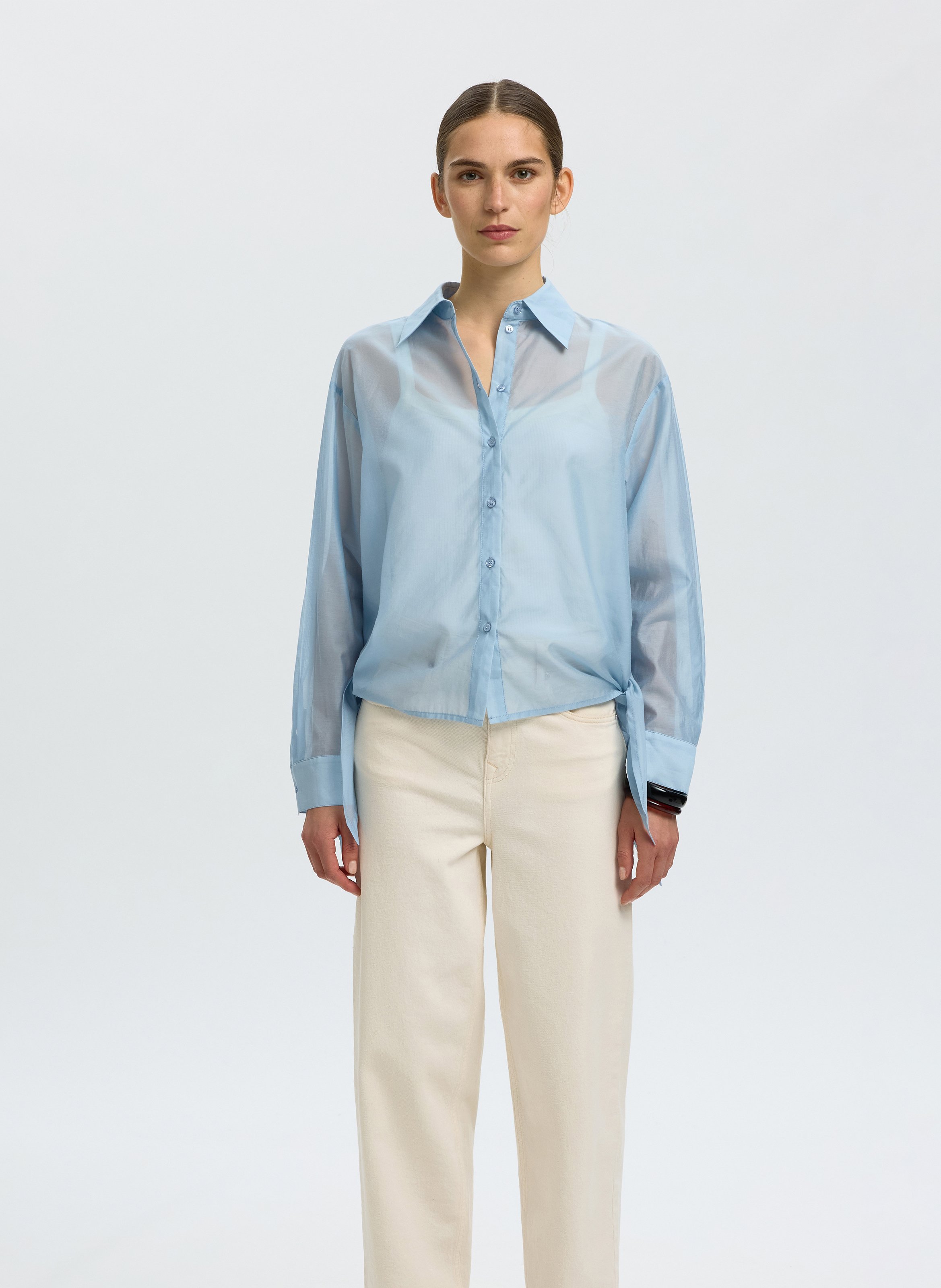 Bedrucktes Hemd mit klassischem Kragen SELECTED Blau