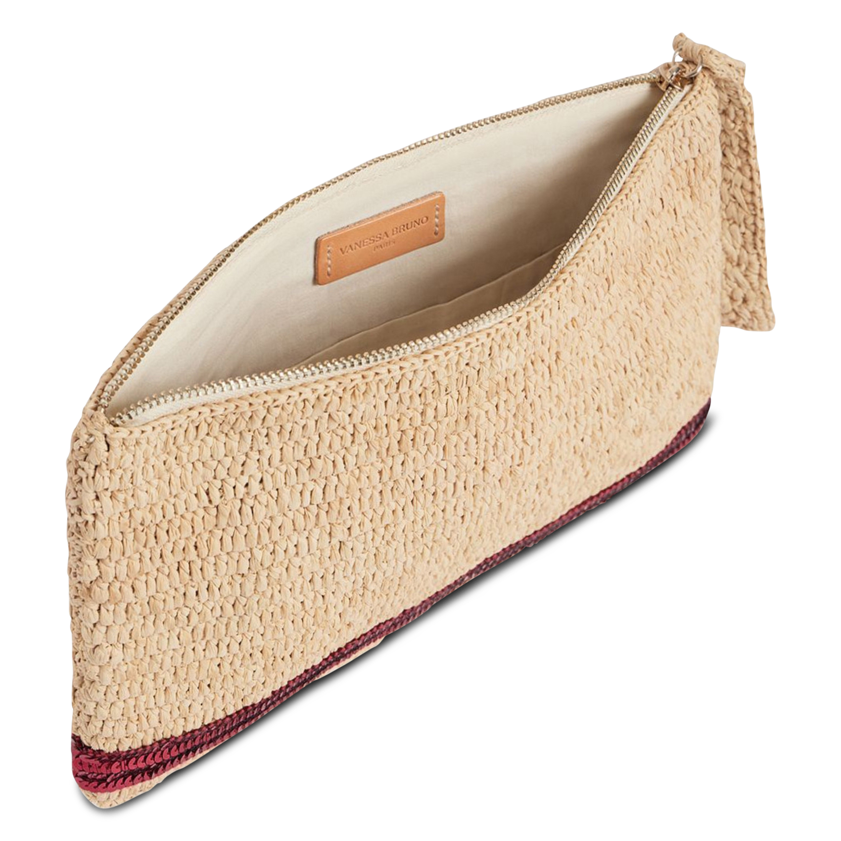 Sequined raffia clutch bag VANESSA BRUNO Pink