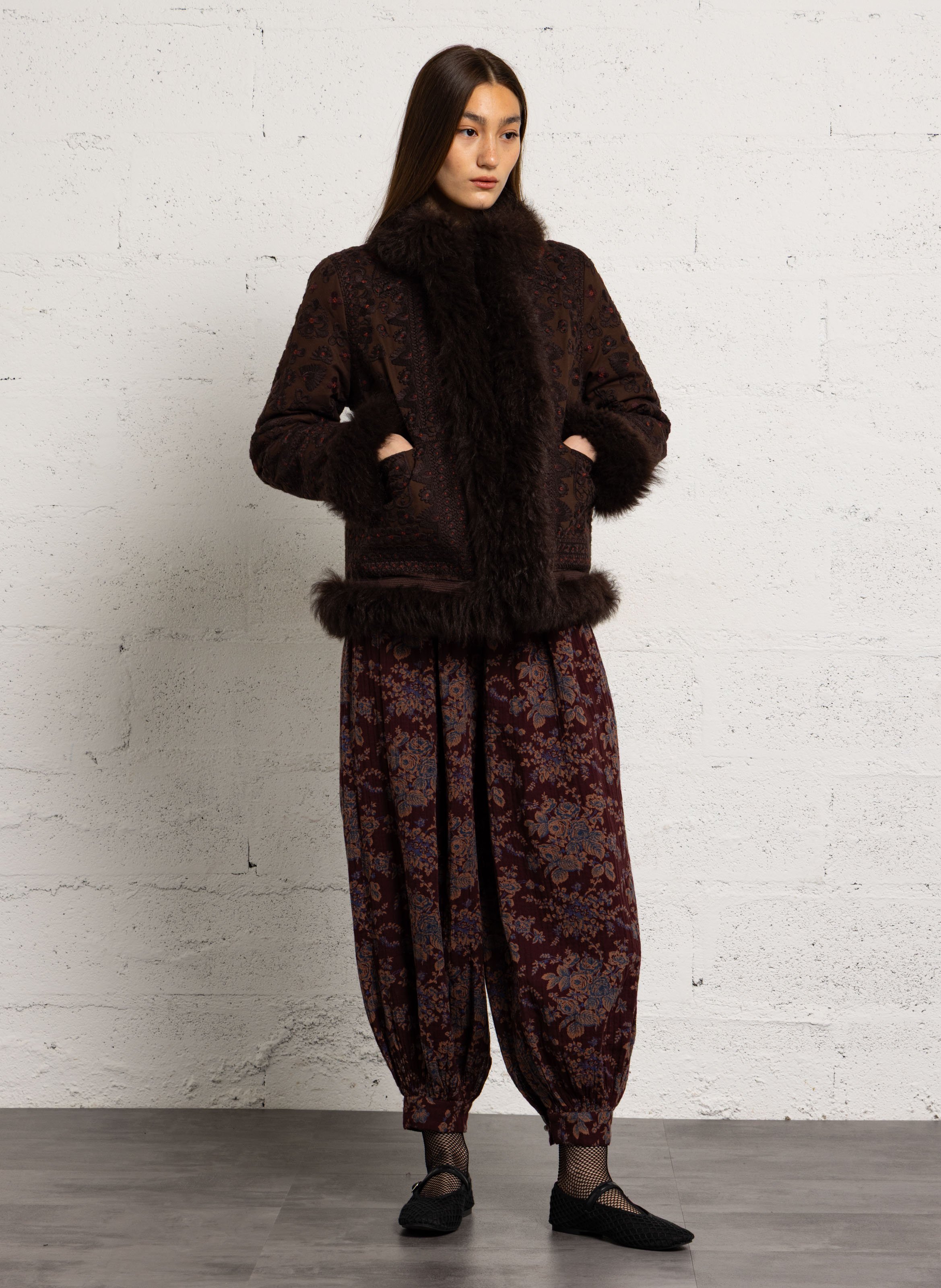 Embroidered cotton jacket ANTIK BATIK Brown