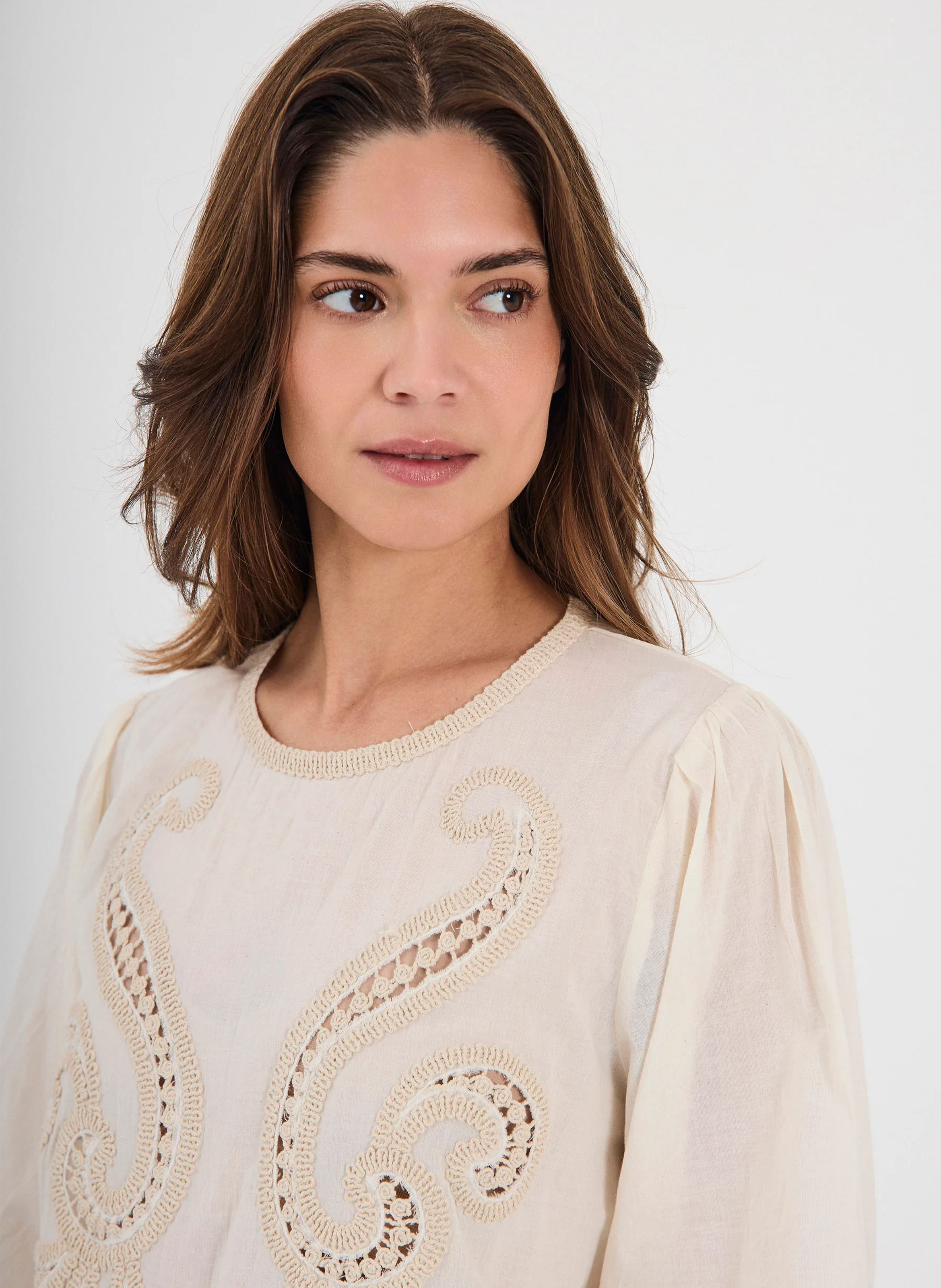 Round-neck cotton blouse NORR White