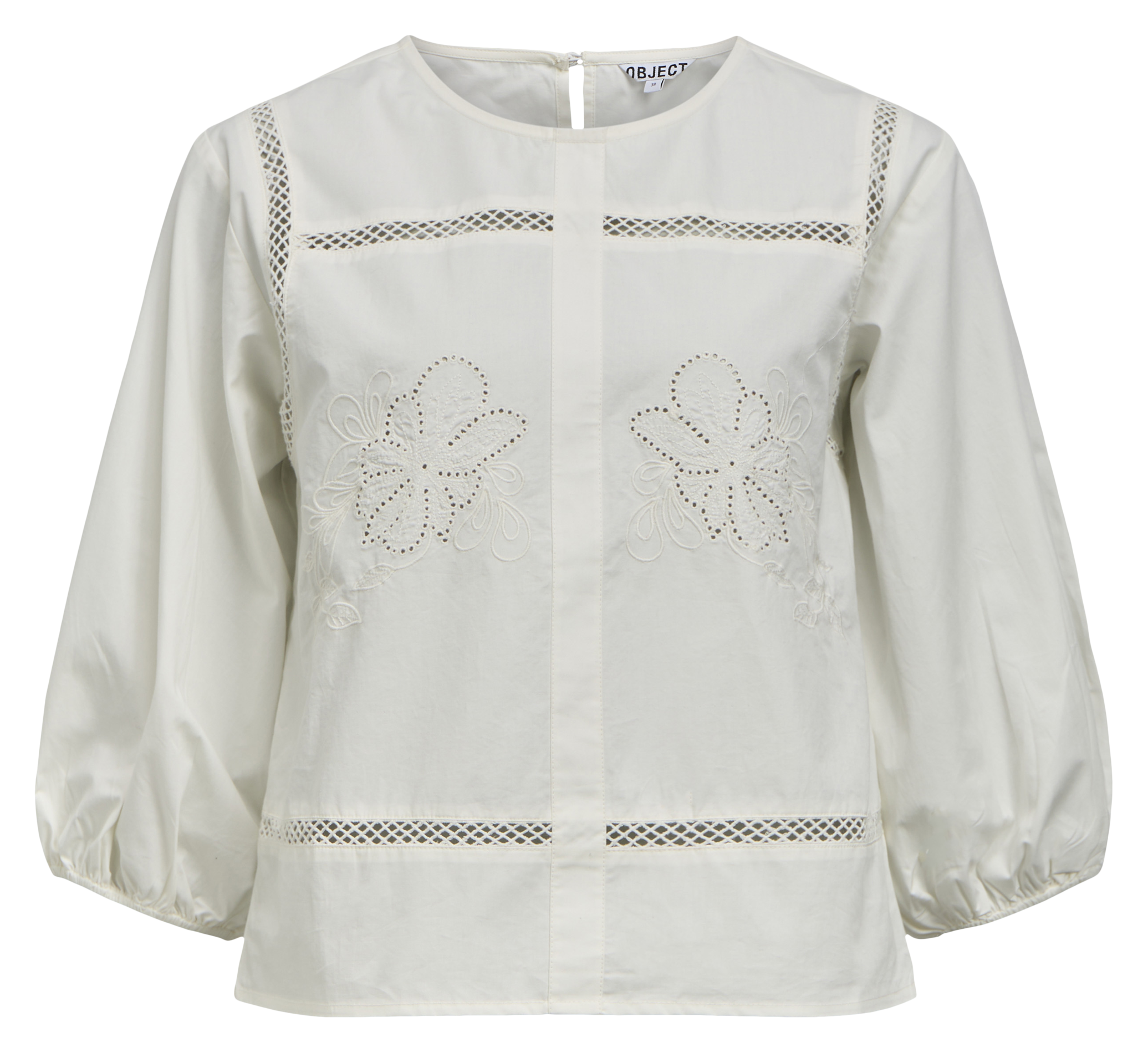 Blouse oversize col rond en coton OBJECT Beige