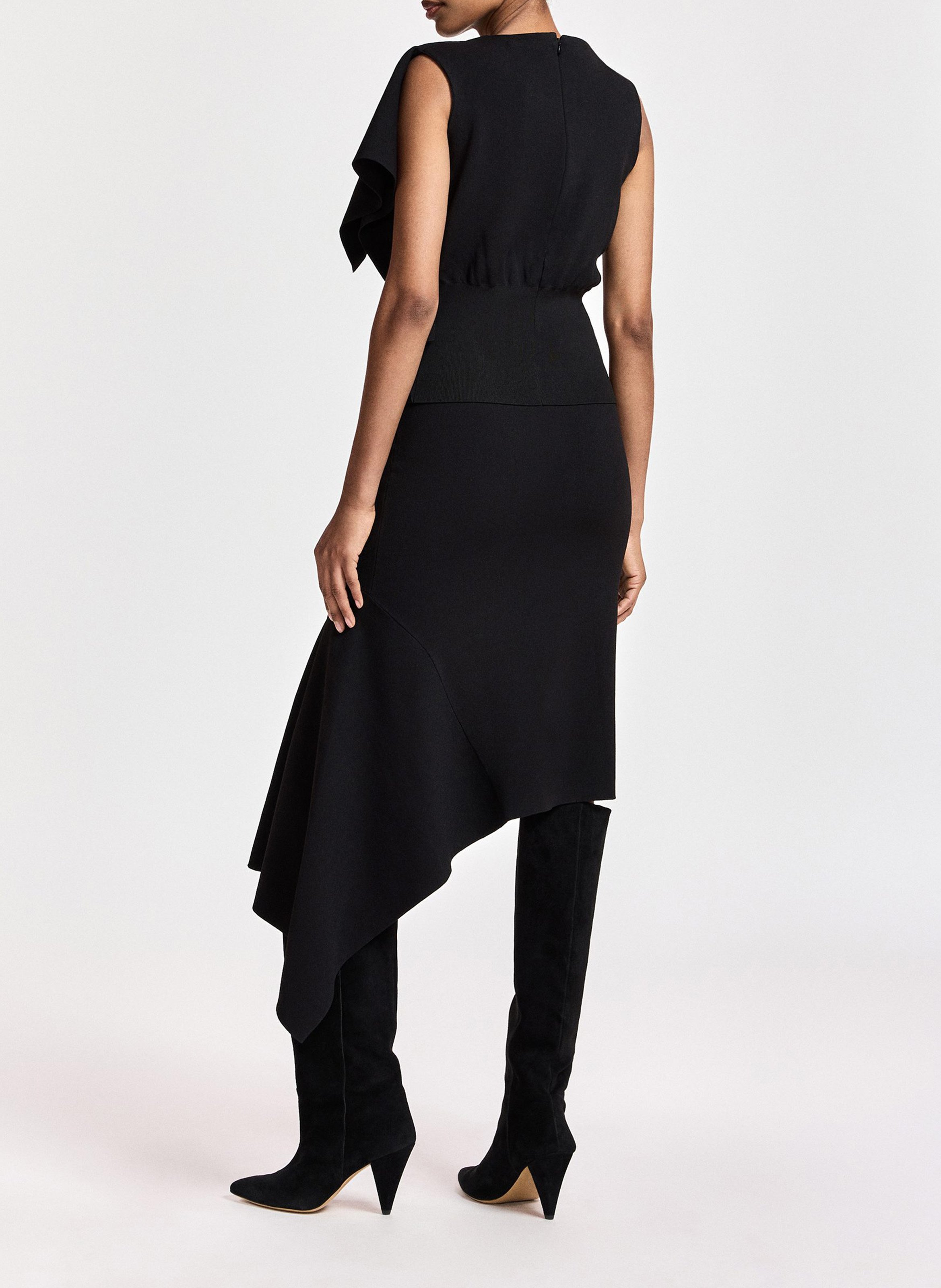 Strakke top met gedrapeerd volant ESSENTIEL ANTWERP Zwart