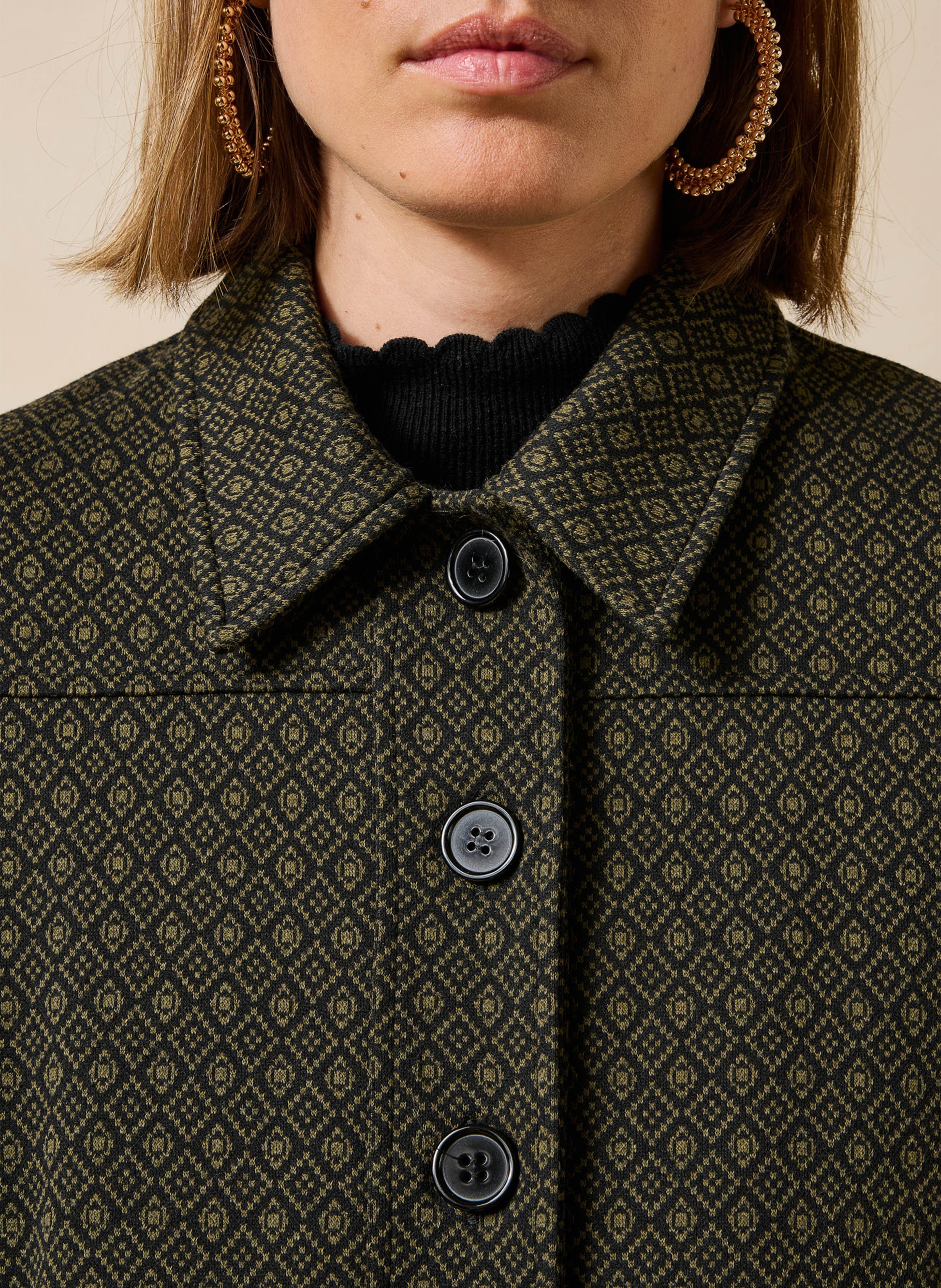 Veste droite col classique à motif LA FEE MARABOUTEE Vert