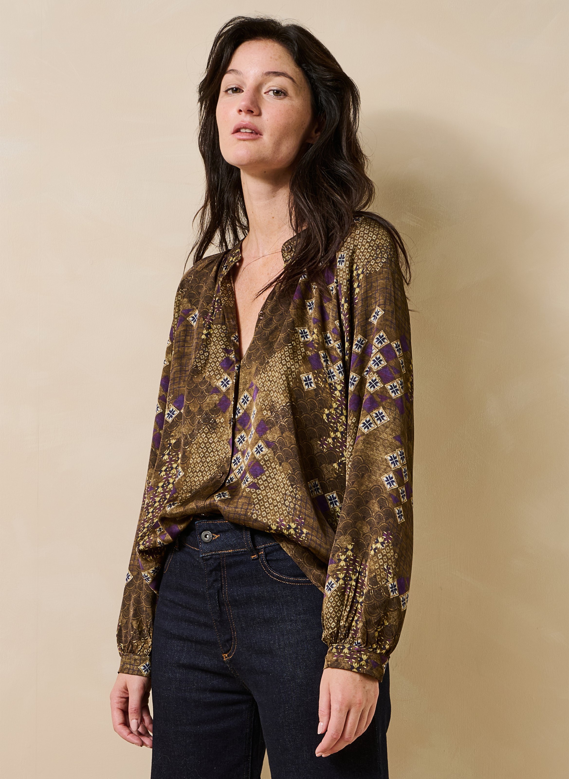 Chemise col rond LA FEE MARABOUTEE Multicolore