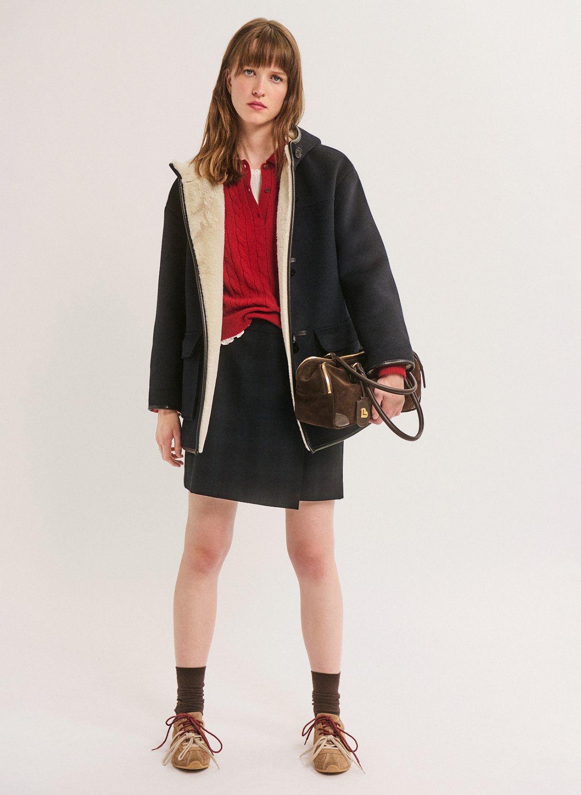 Manteau droit col à capuche PABLO Blauw