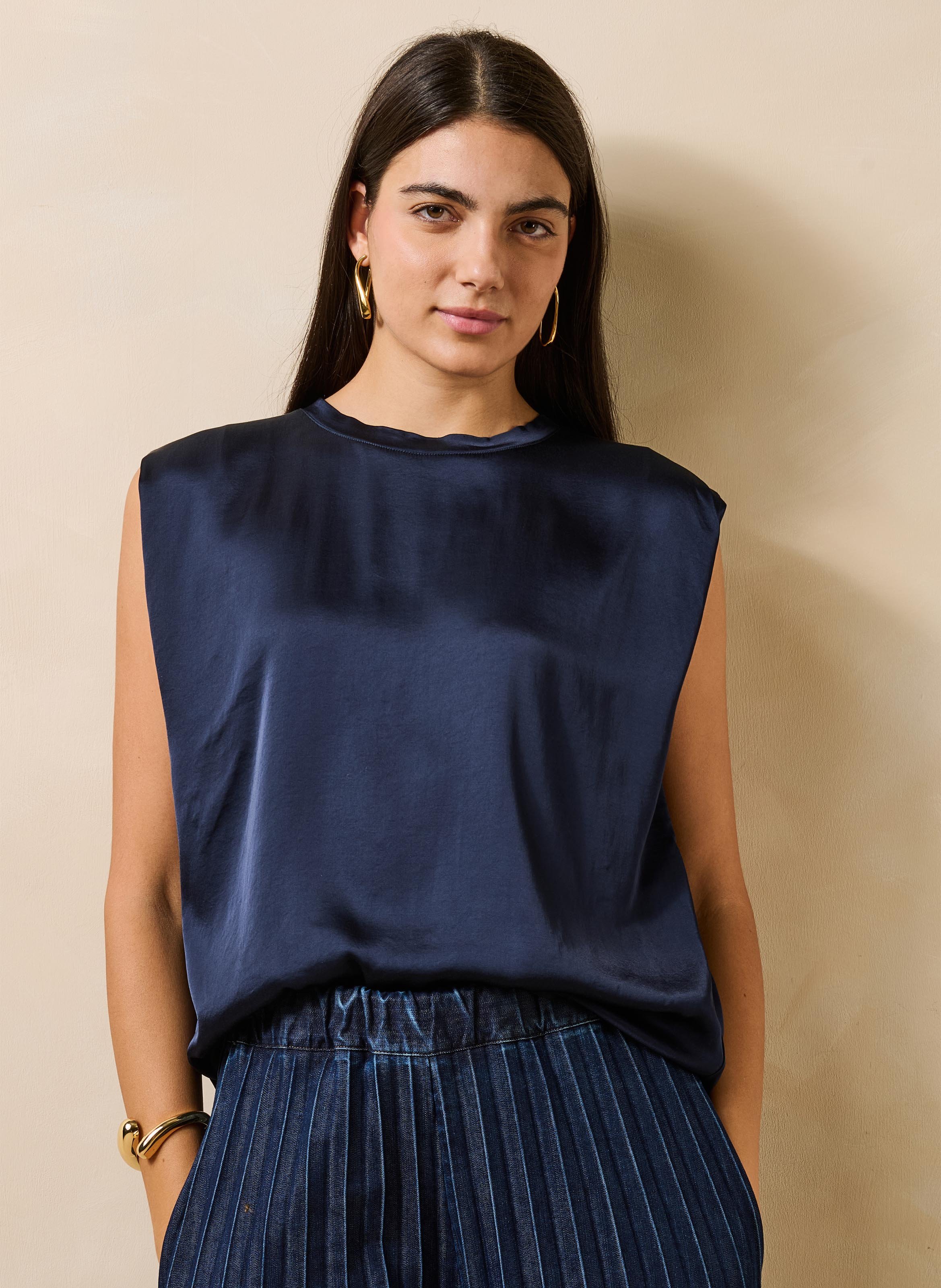 Top sans manches uni satiné LA FEE MARABOUTEE