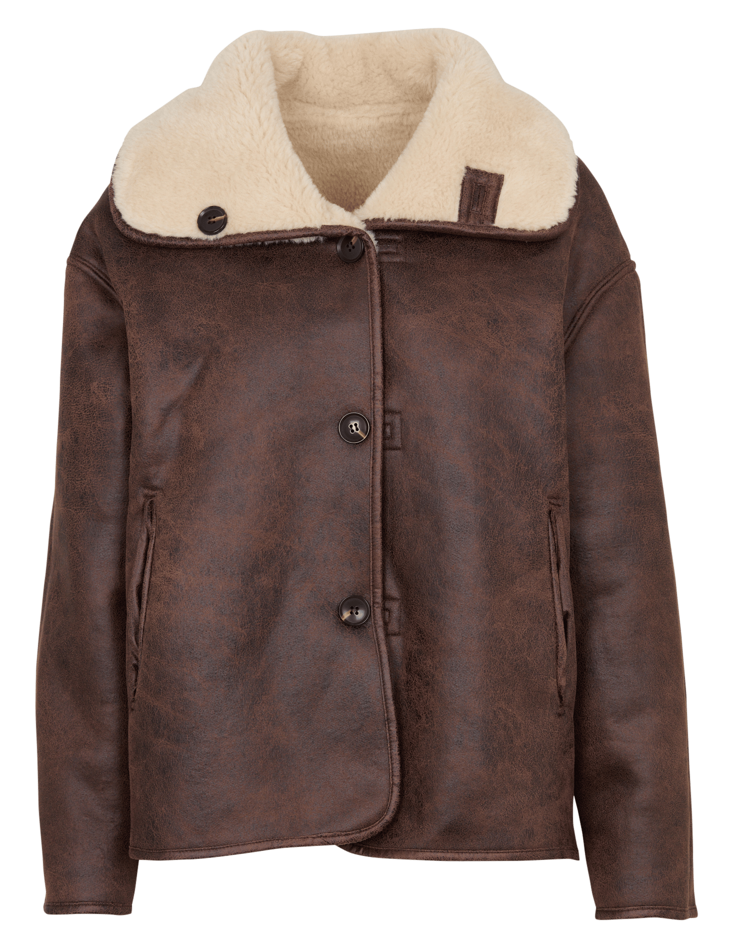 Manteau droit effet fourrure SUD EXPRESS Marron