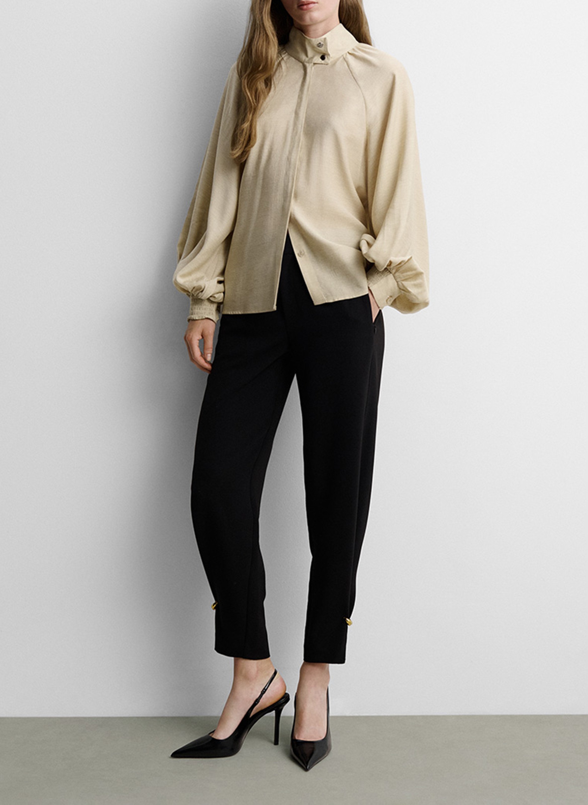 Oversized high-neck shirt SIMORRA Beige