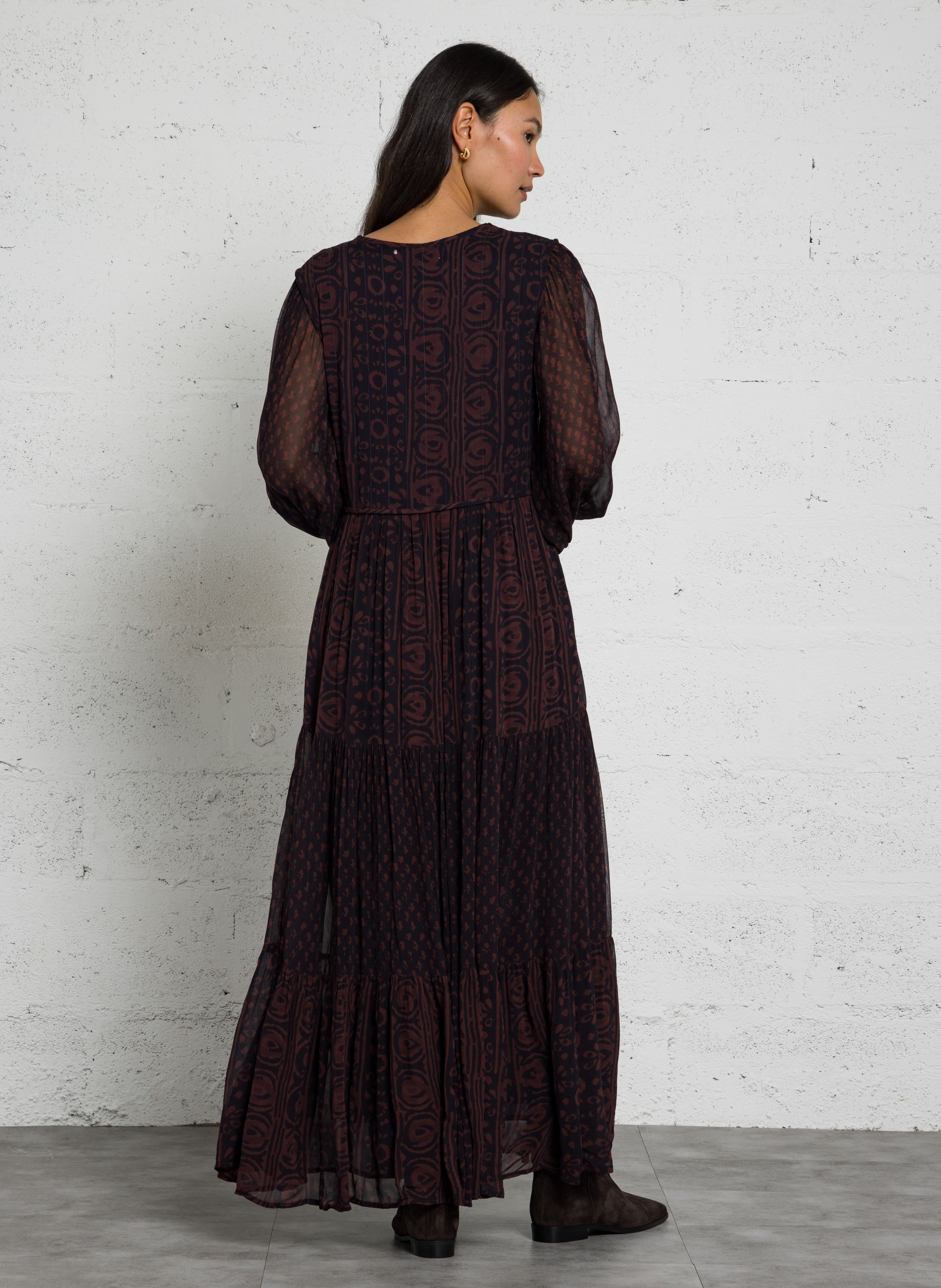 Robe longue ample imprimée MAISON HOTEL Rouge