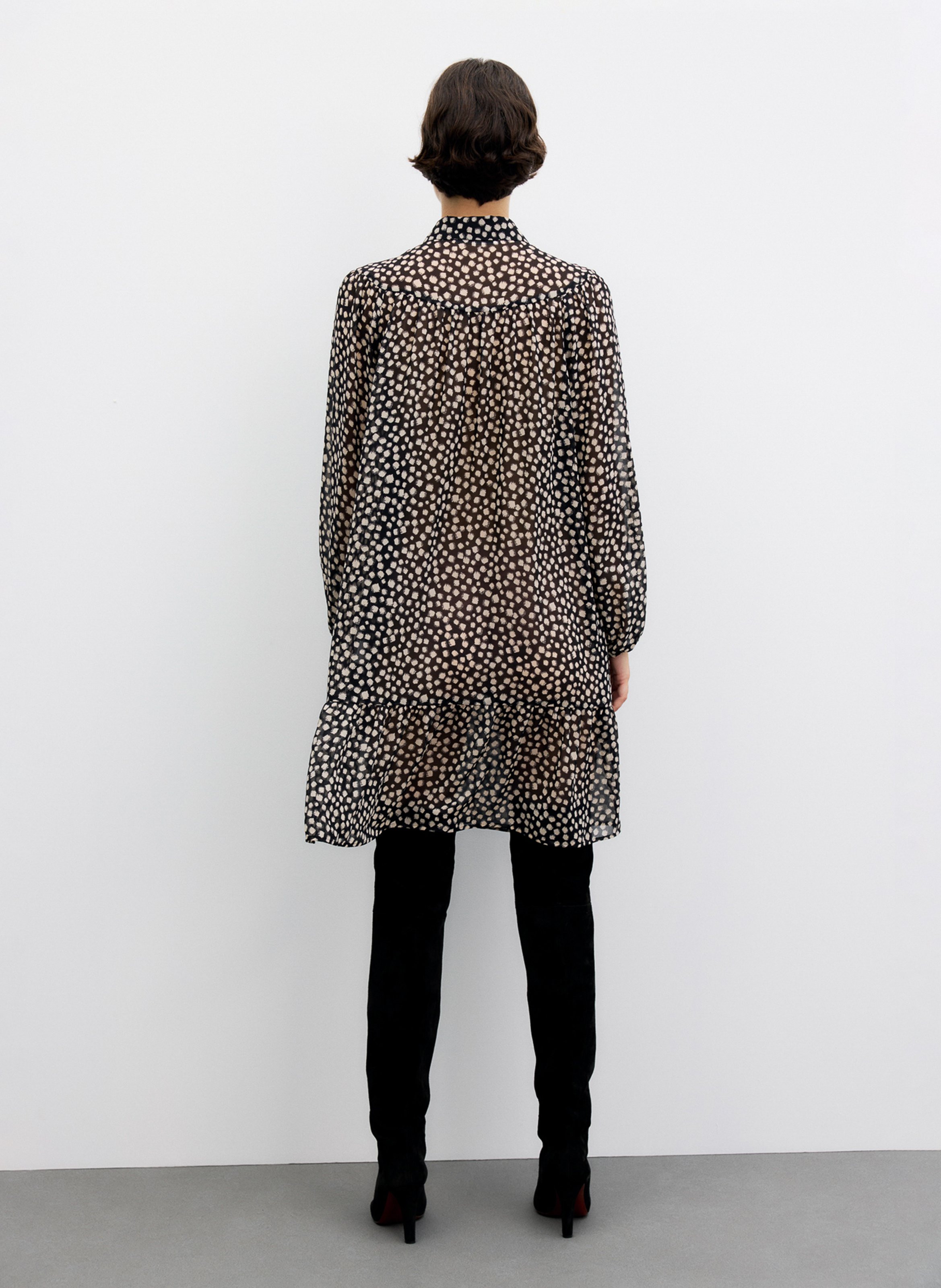 Kurzes, gerade geschnittenes Kleid mit Polka-Dot-Muster GERARD DAREL Schwarz