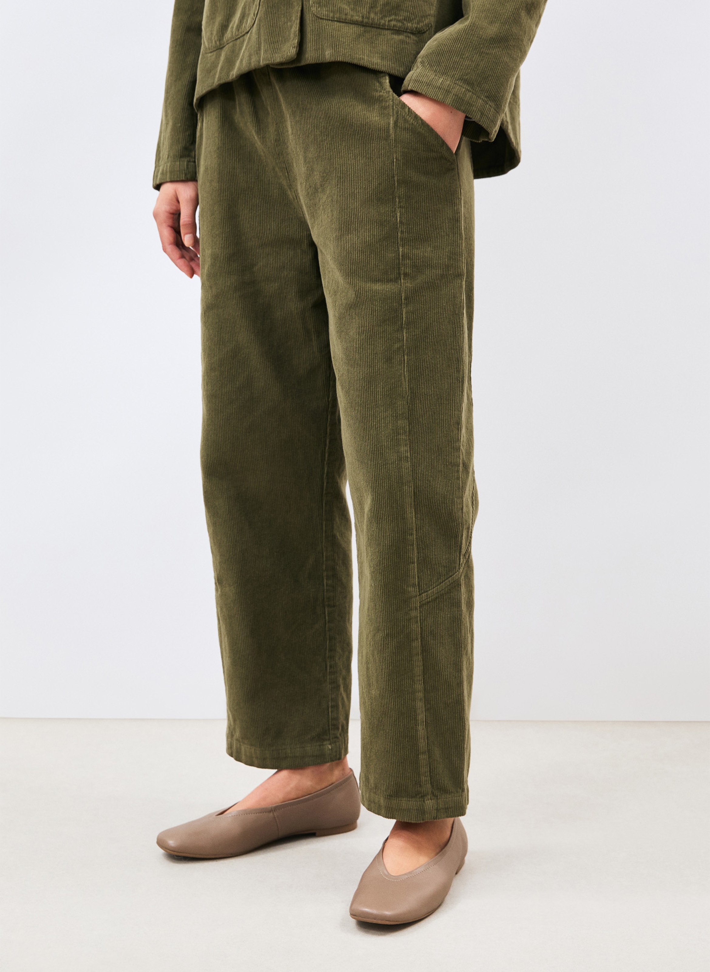 Pantalon 7/8ème côtelé en coton velours HUMILITY Vert