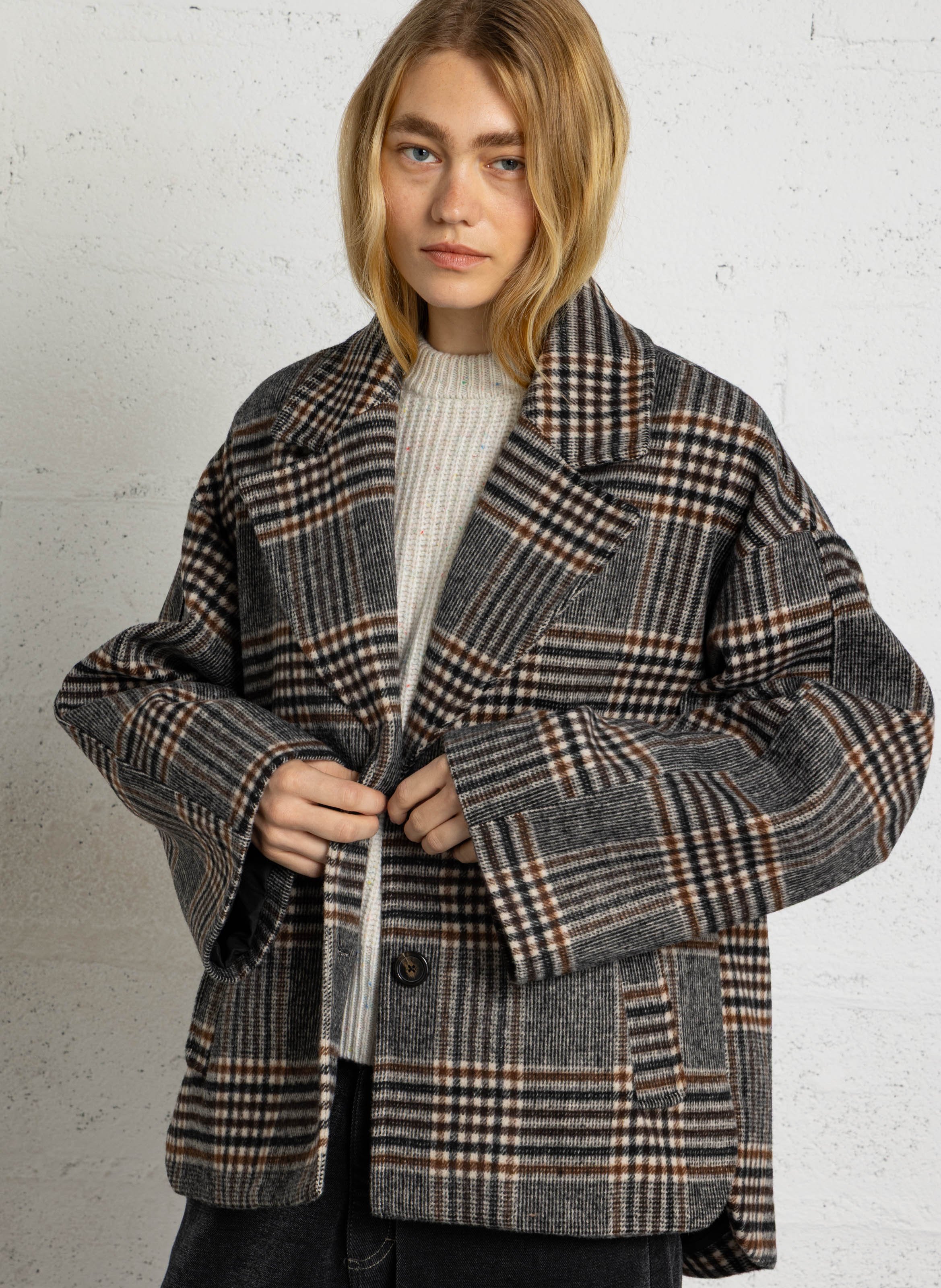 Manteau oversize boutonné PLEASE Noir