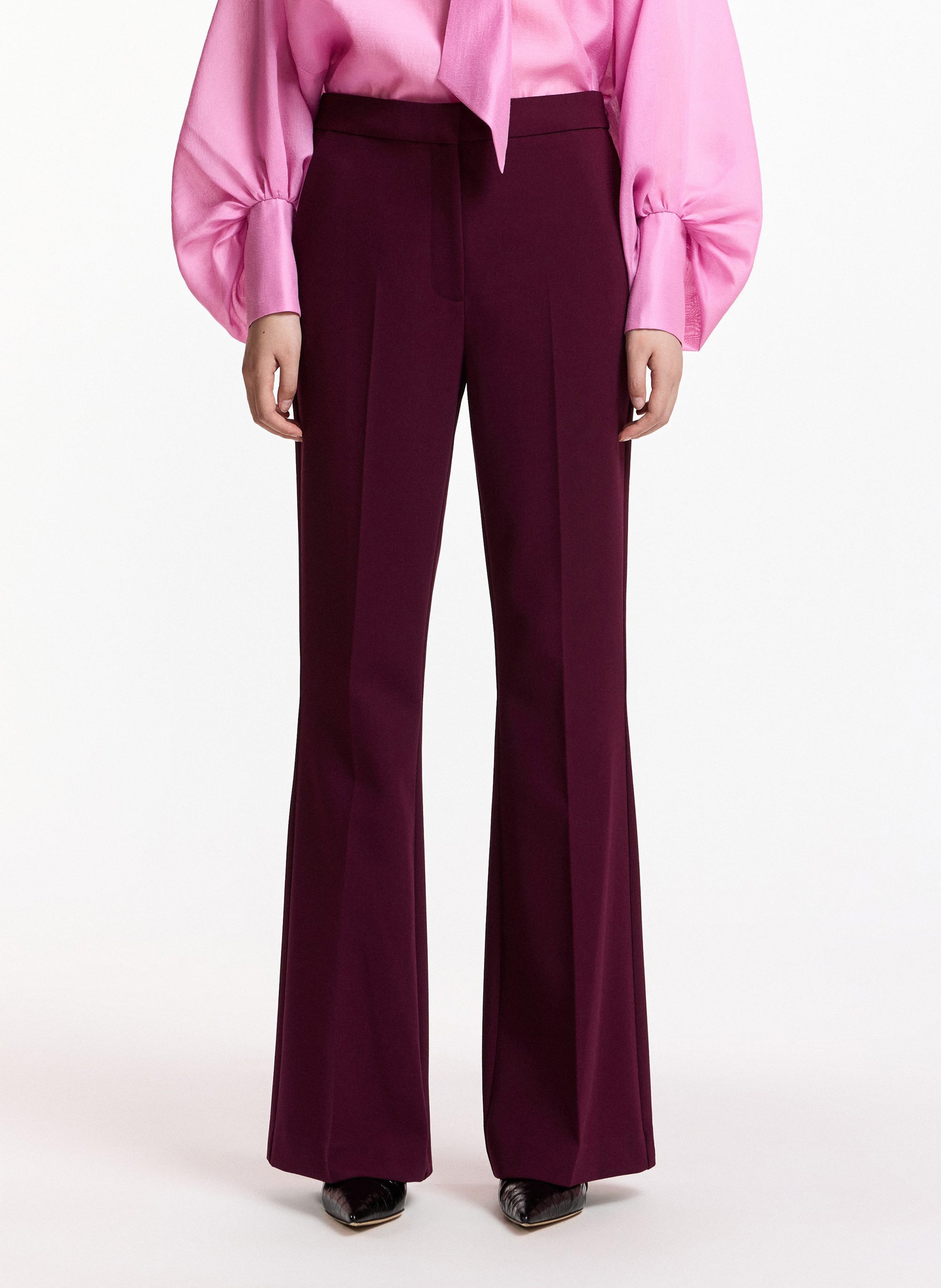 Pantalon évasé taille haute ESSENTIEL ANTWERP Rouge