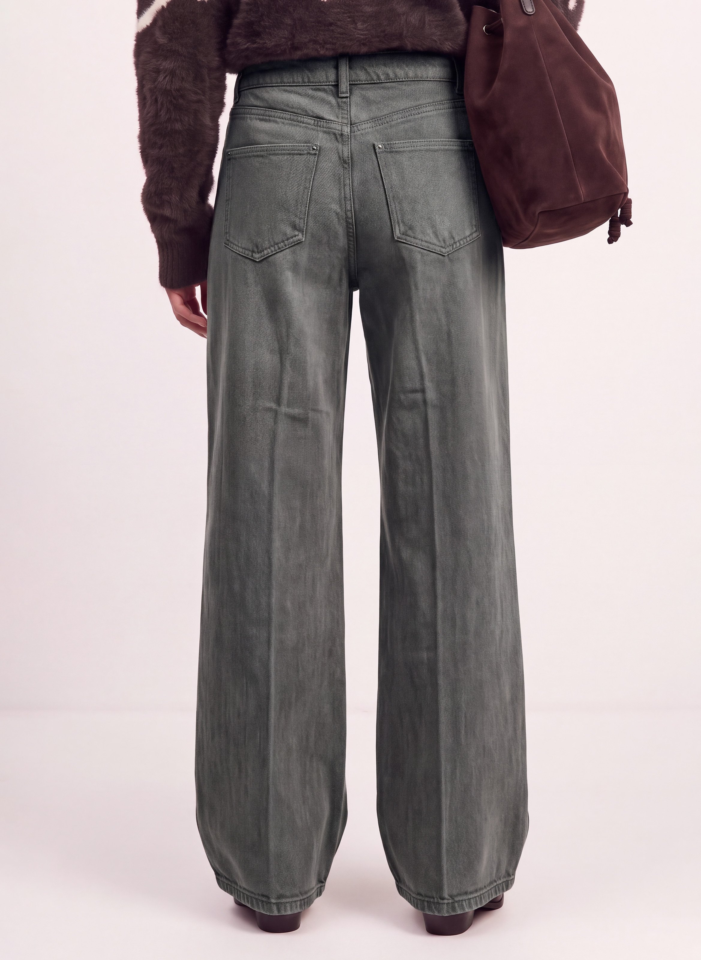 High-waisted wide-leg trousers in a solid color KOOKAI Khaki