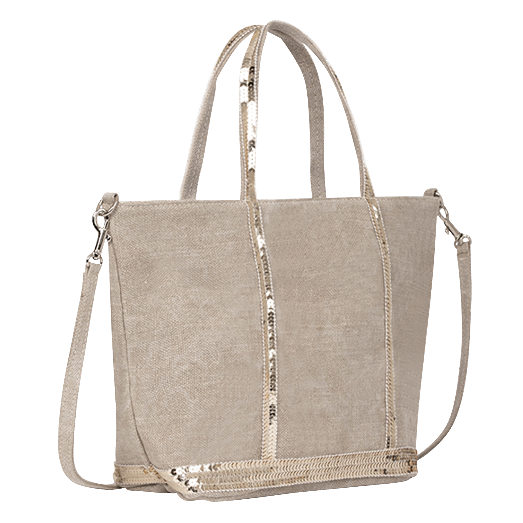 Sequined linen tote bag - small size Sable Vanessa Bruno