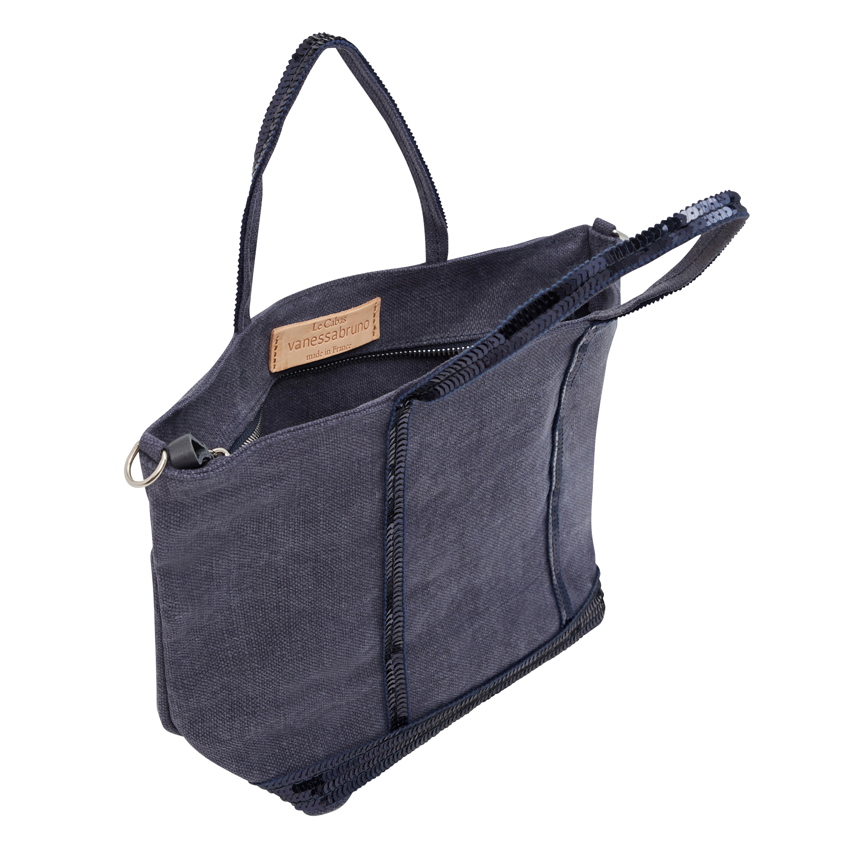Sequined linen tote bag - Small size VANESSA BRUNO Blue