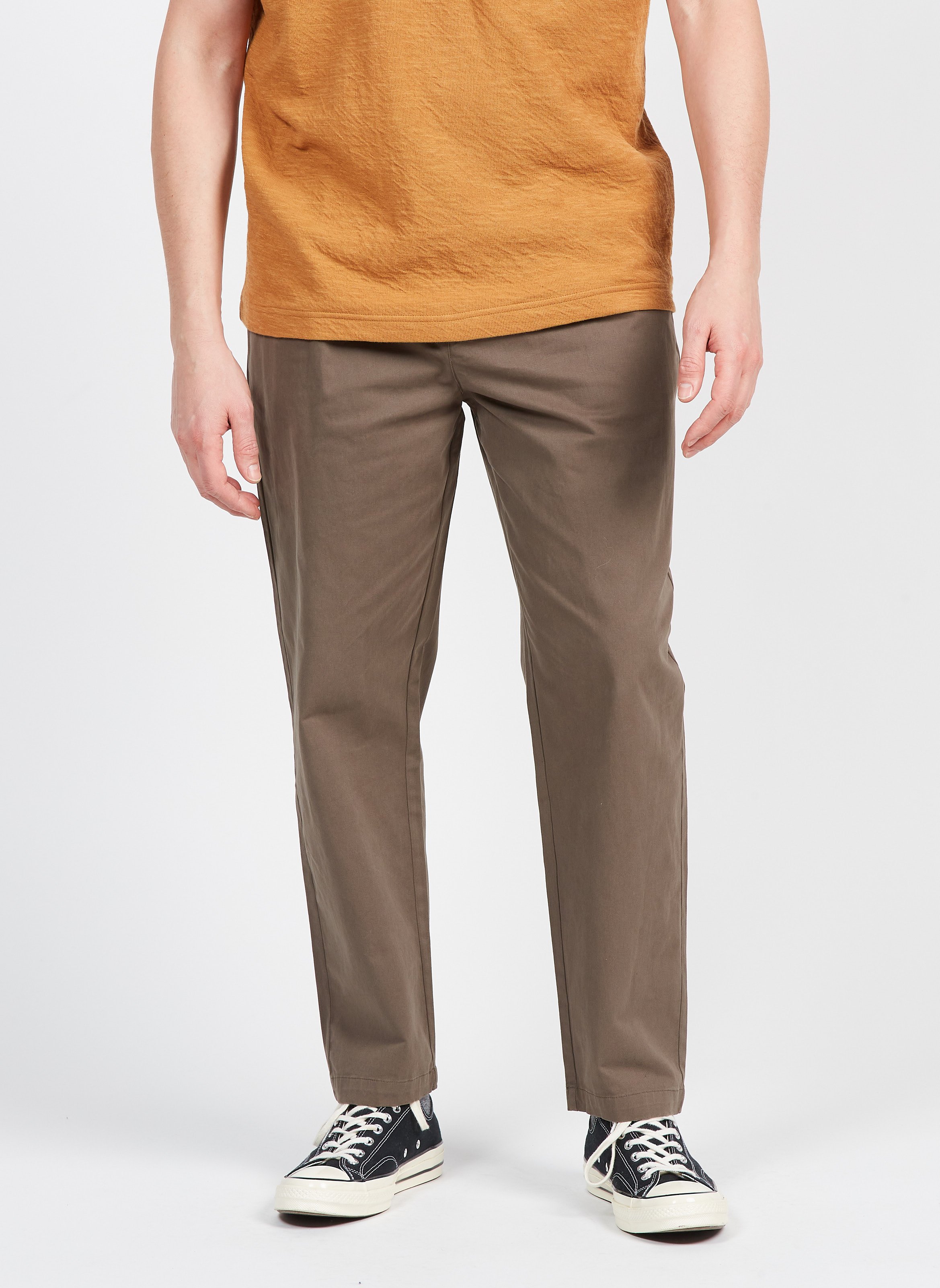 Regular-fit straight cotton-blend pants MINIMUM Brown
