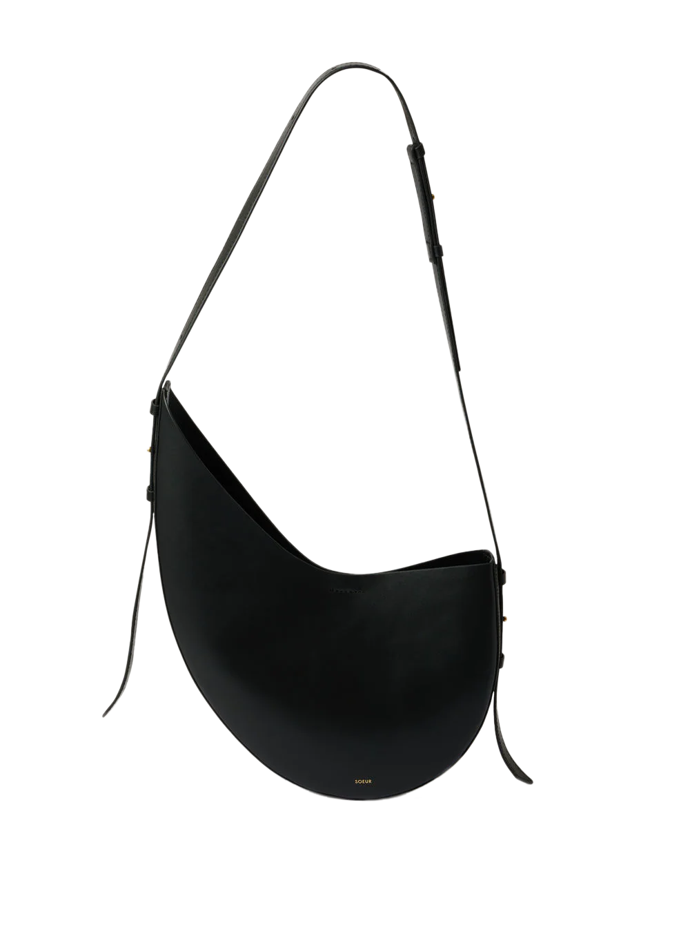 Smooth leather asymmetric shoulder bag SOEUR