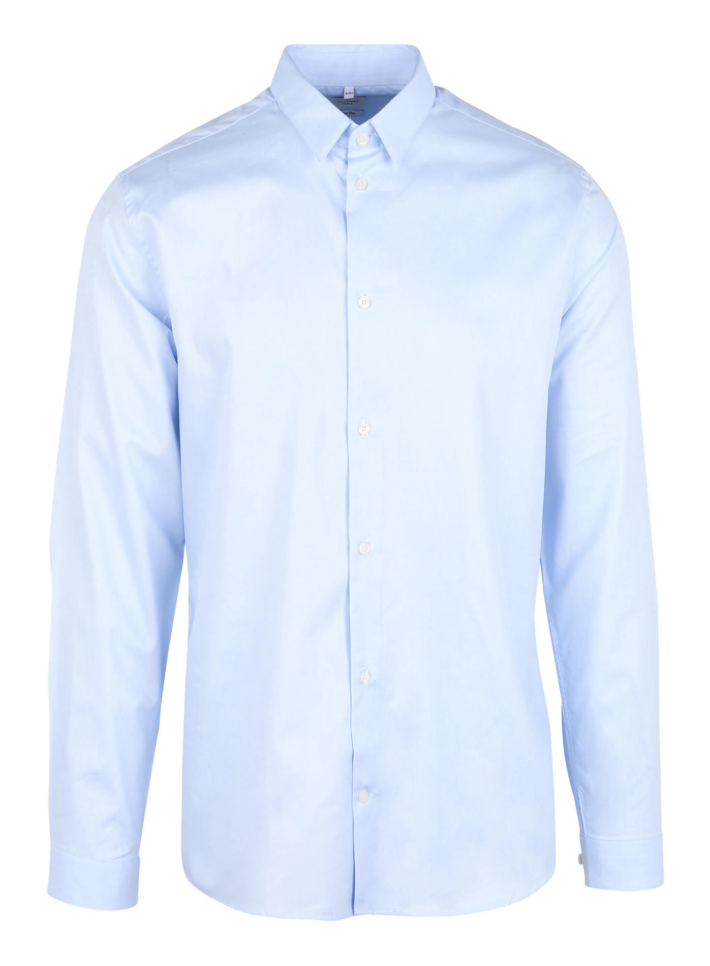 Slim-fit cotton shirt with classic collar AU PRINTEMPS PARIS Blue