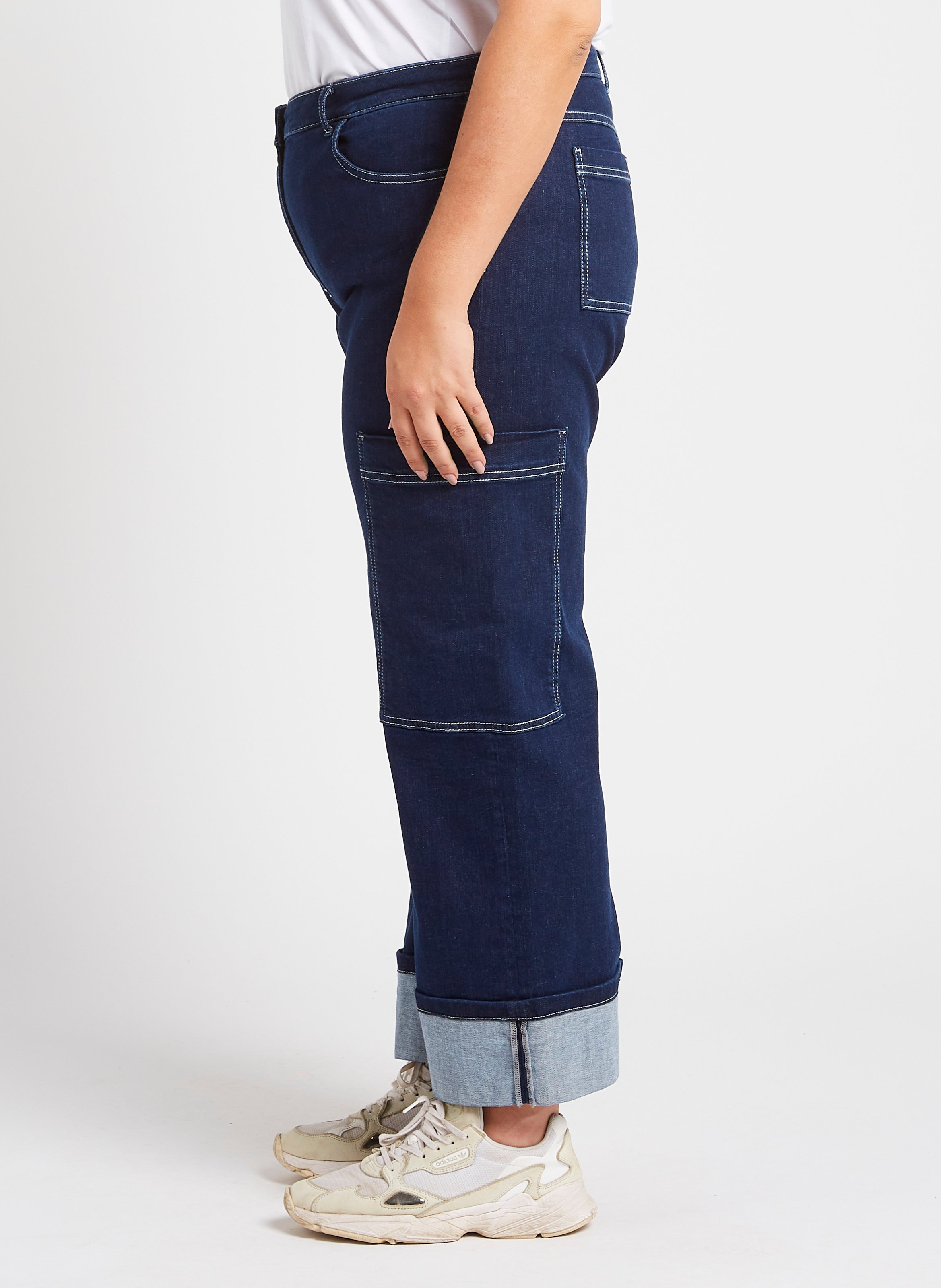 Cotton-blend straight-leg jeans PERSONA by Marina Rinaldi Blue