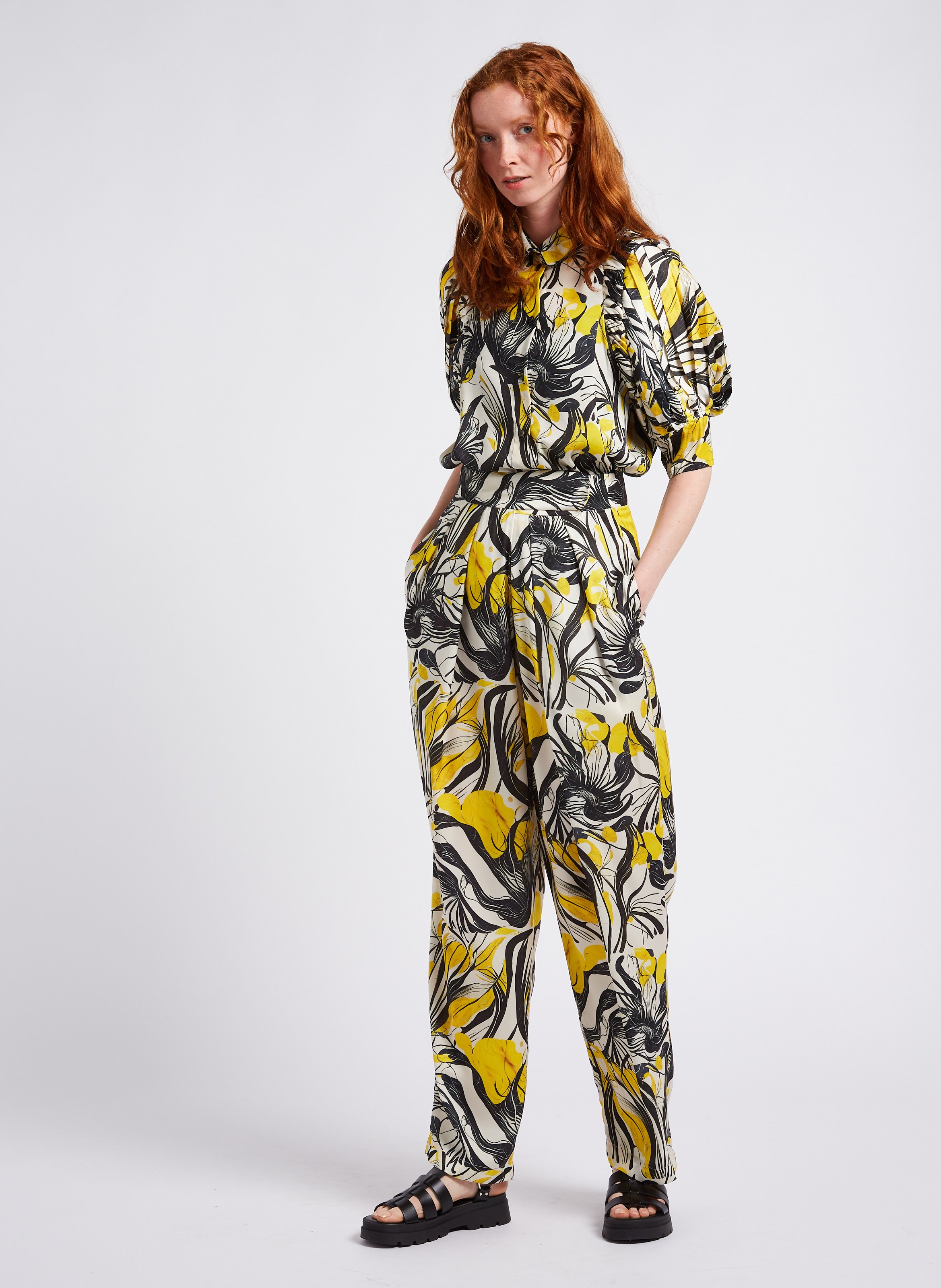 Wide satin printed pants HEIMSTONE Multicolored