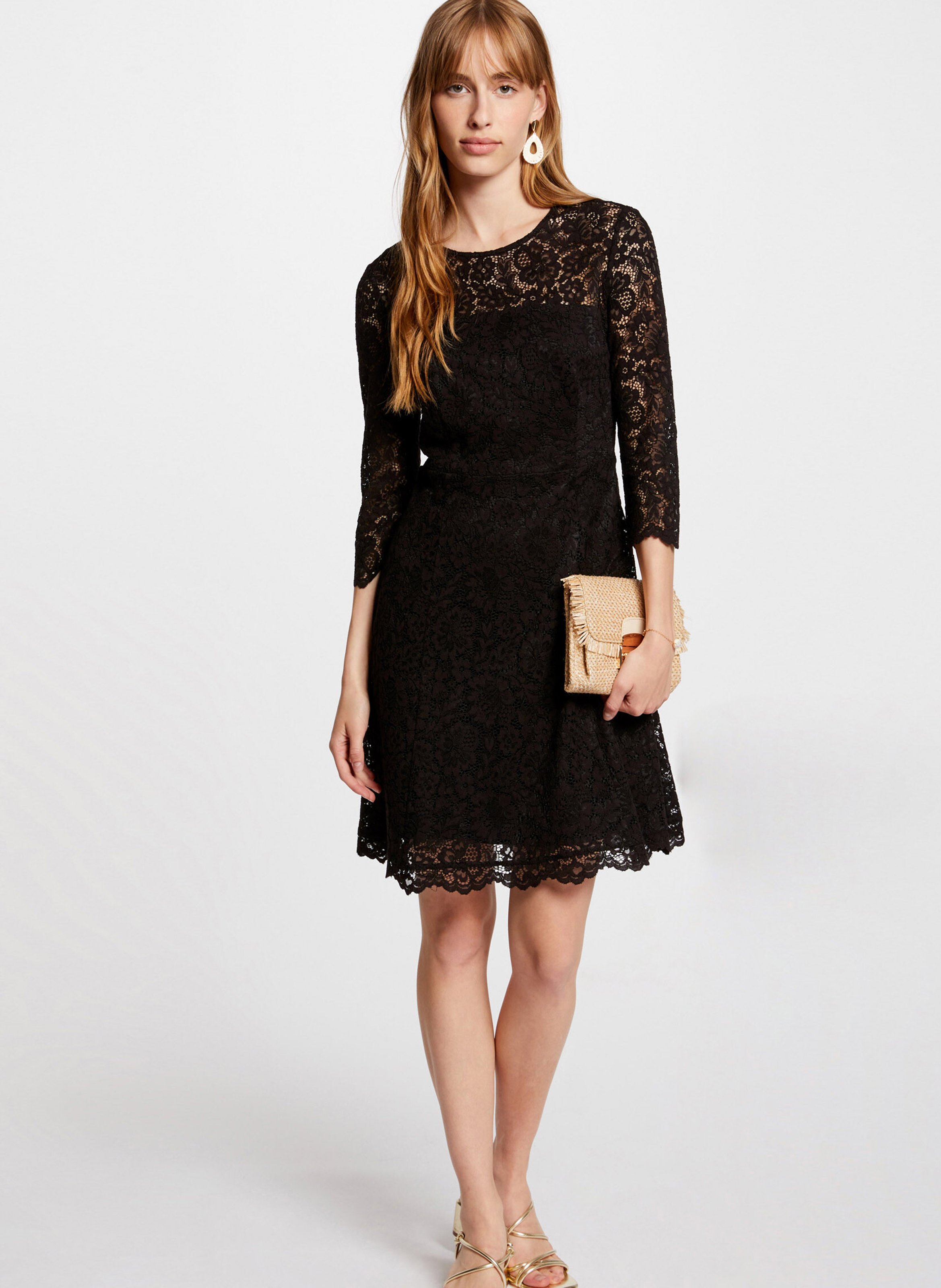 Robe courte en dentelle  MORGAN Noir