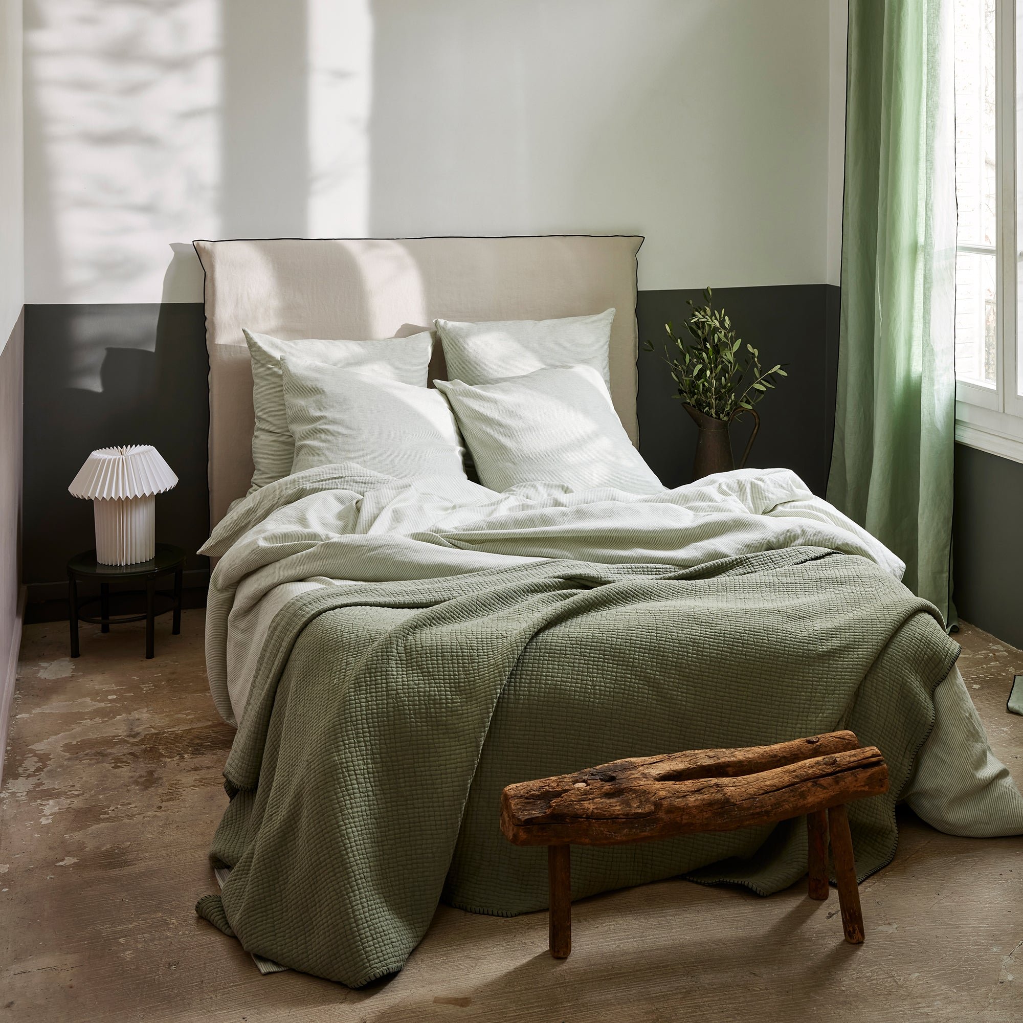 Set of 2 cotton pillowcases MADURA Green