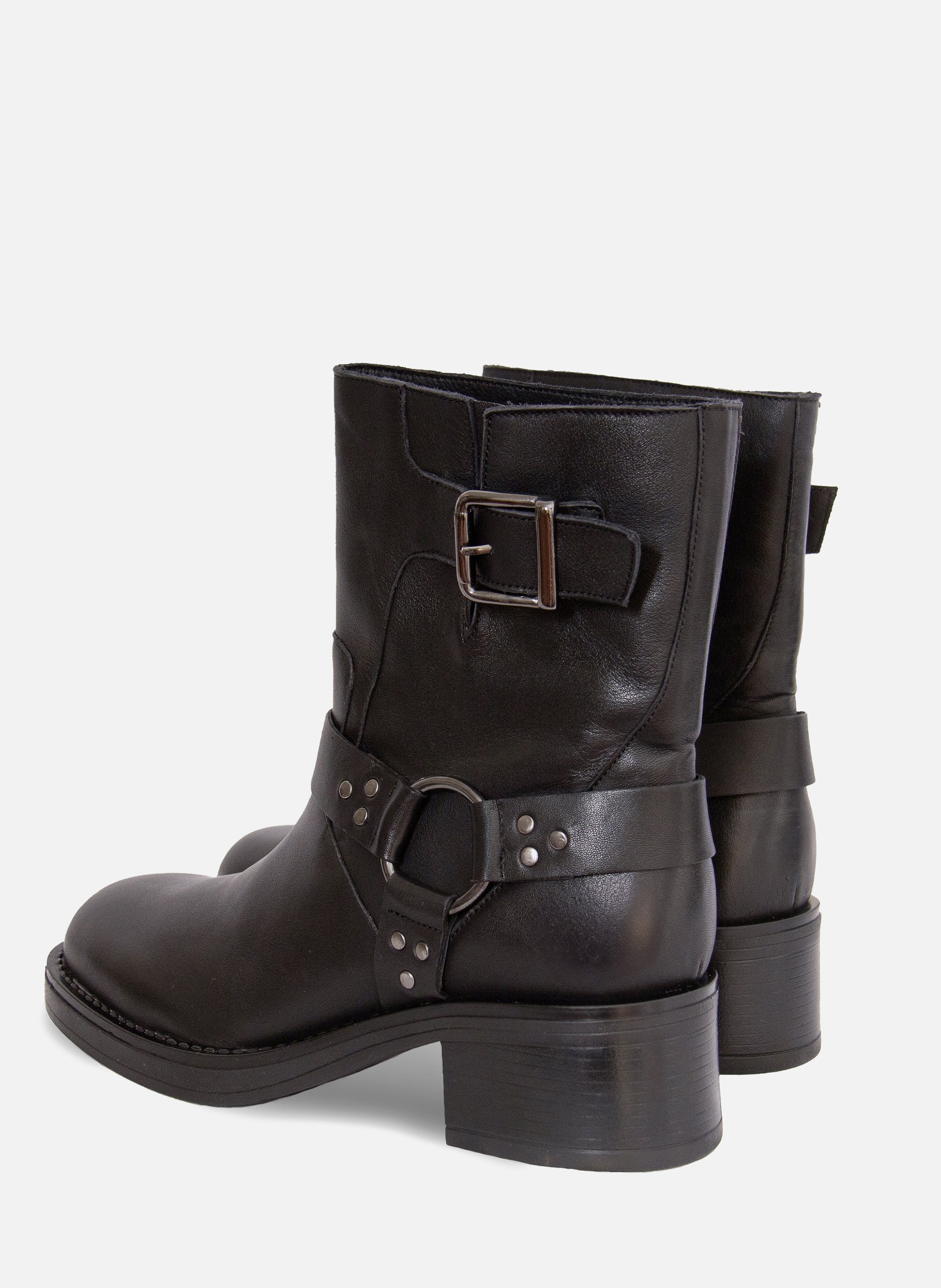 Leather biker ankle boots JULES & JENN Black