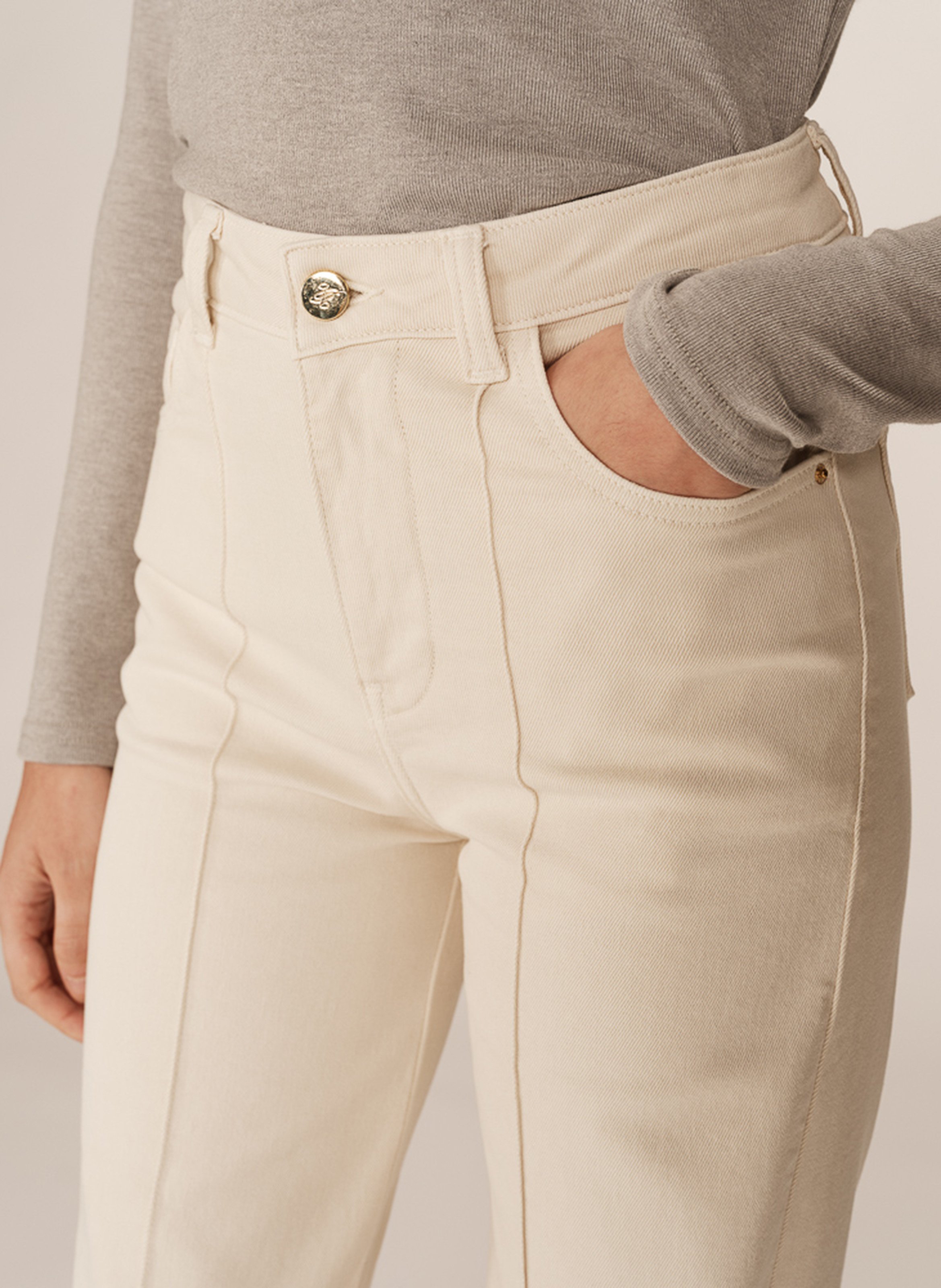 Cotton-blend straight jeans White