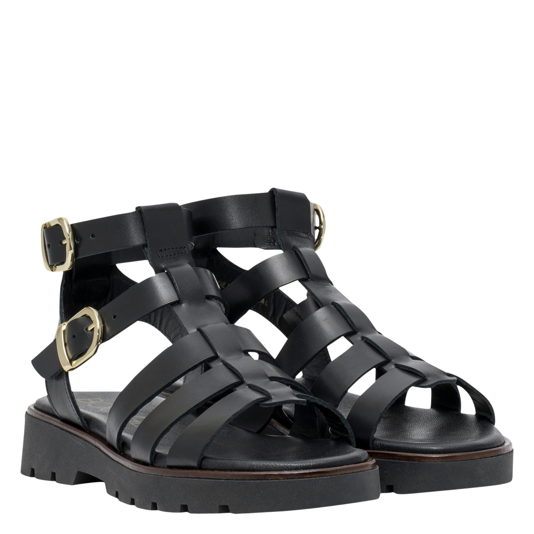 Avarca Berlin - Flache Ledersandalen mit Samt BOCAGE Schwarz